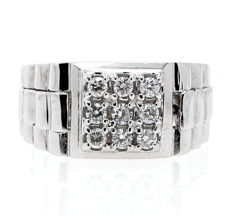 Fine Estate 14k White Gold 9 Round Diamonds