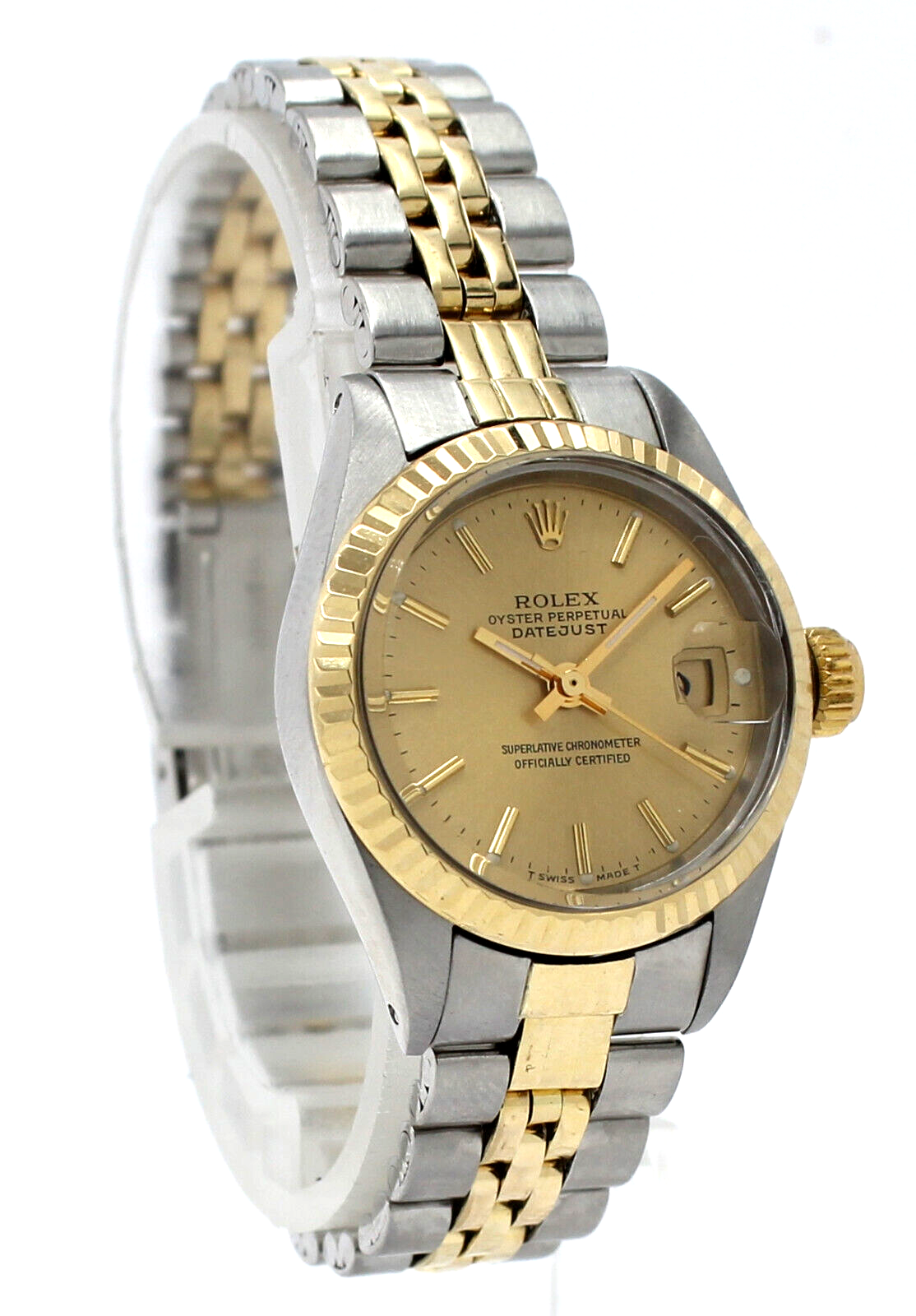 Ladies ROLEX Oyster Perpetual Gold  Steel Datejust Gold Stick Dial Watch