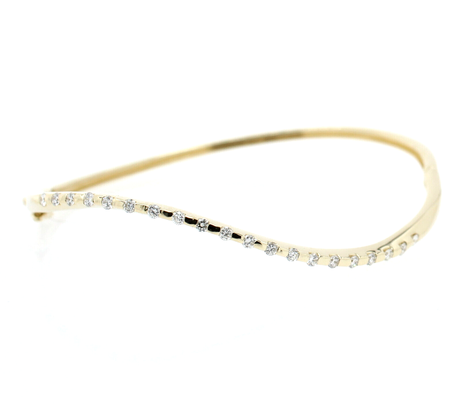Estate 14k Yellow Gold .60ct Diamond Curved Bangle bracelet