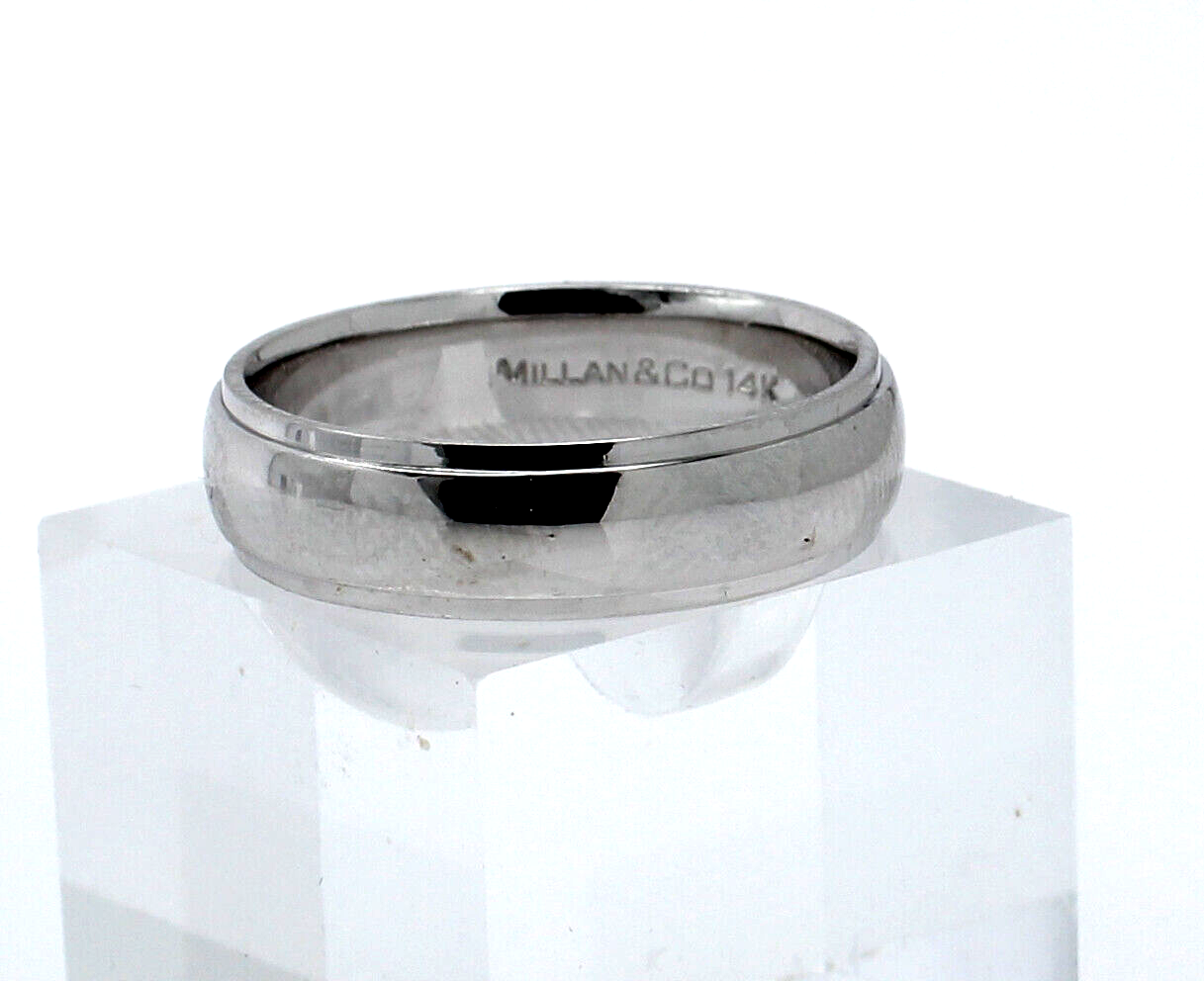 Estate 14k White Gold Millan  Co Wedding Band Ring Size 9