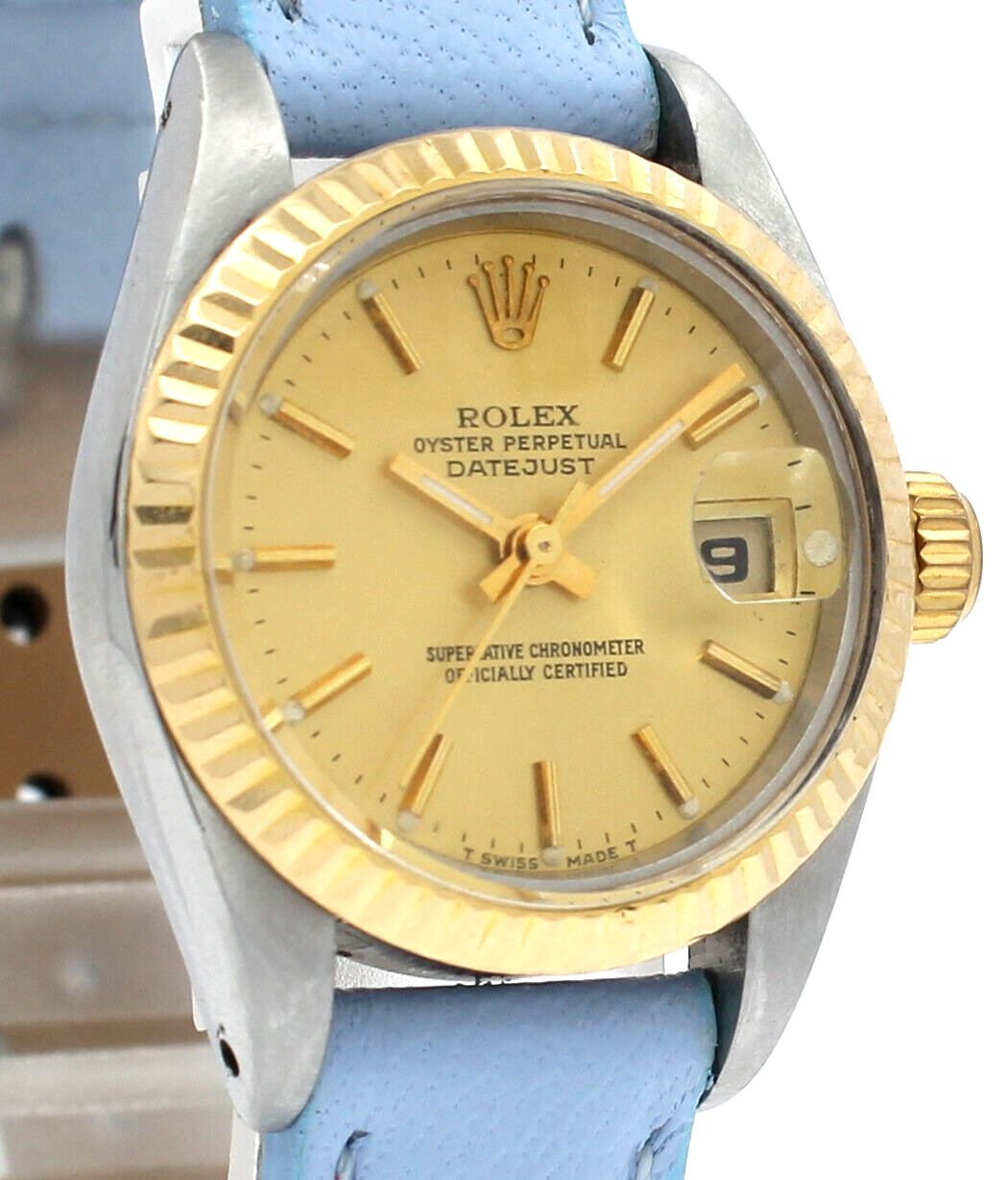 ROLEX Oyster Perpetual Datejust 26mm Gold Champagne Dial Ladies Watch