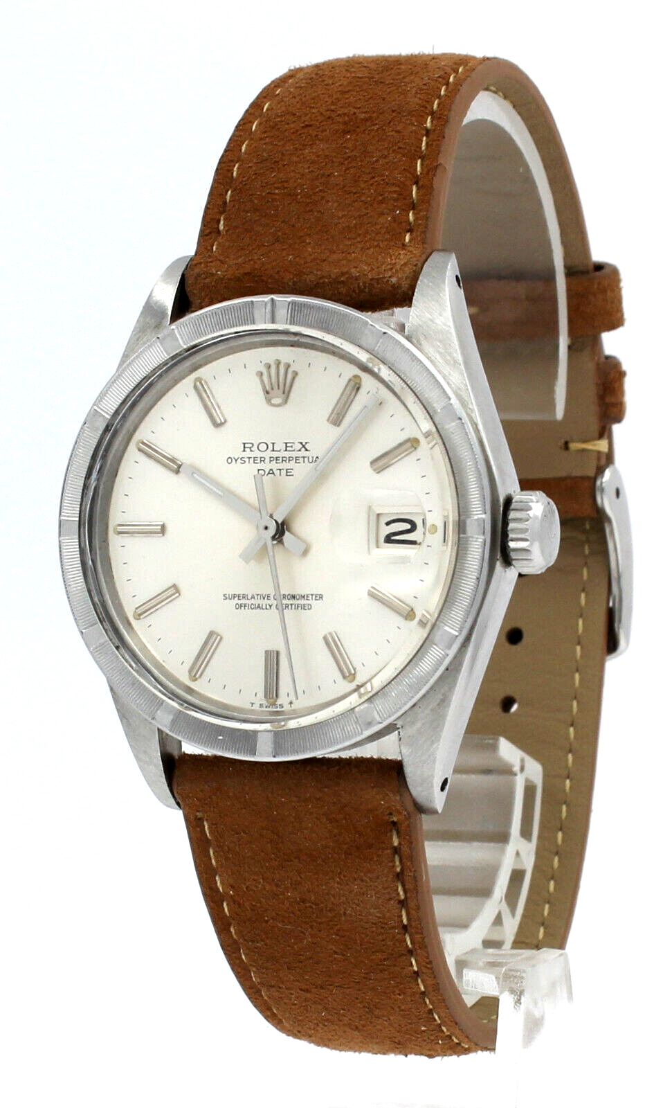 Mens VINTAGE Rolex Oyster Perpetual Date Stainless Steel Silver Dial  Watch