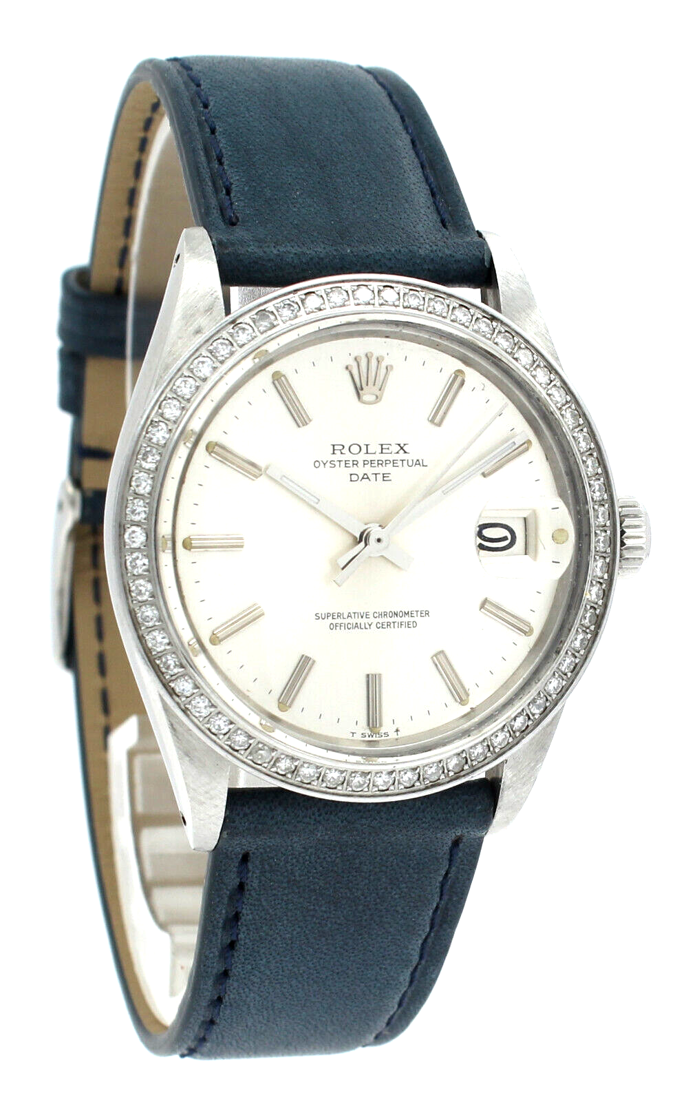 Mens Vintage Rolex Oyster Perpetual Date Stainless Steel Silver Dial  Watch