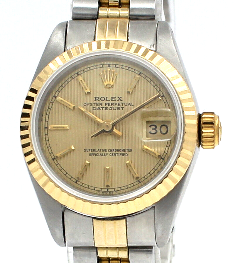 ROLEX Oyster Perpetual Datejust 26mm Gold Tapestry Dial Ladies Watch