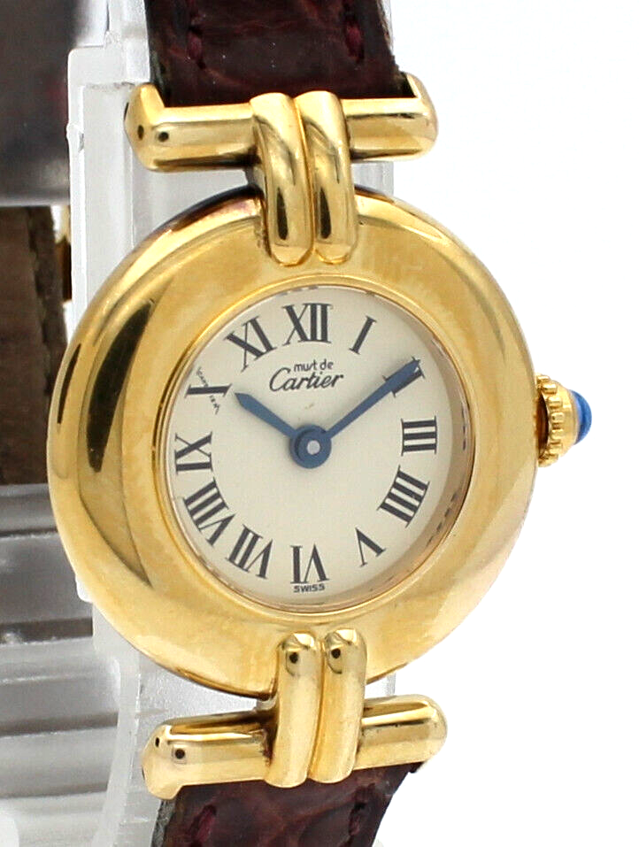 Ladies CARTIER Must De Cartier Vermeil Gold Sterling Silver Round Watch