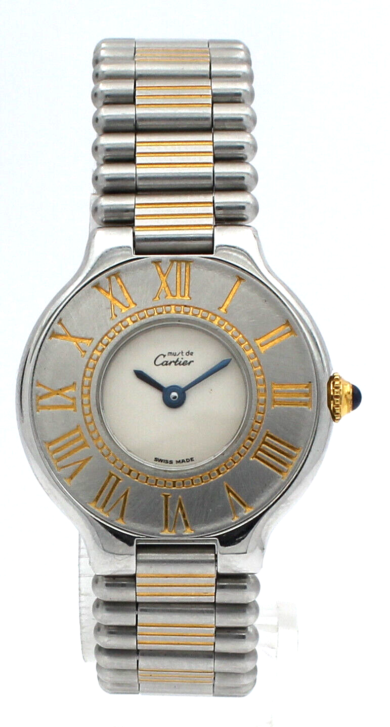 Ladies CARTIER Must De Cartier 21 Steel and Gold Round Dress Watch