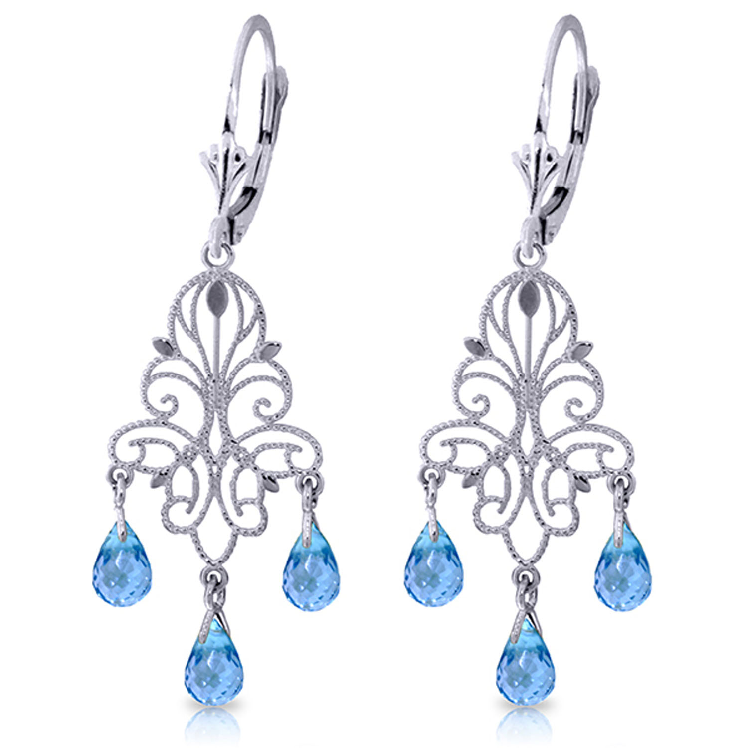 3.75 CTW 14K Solid White Gold Take Me High Quality Blue Topaz Earrings