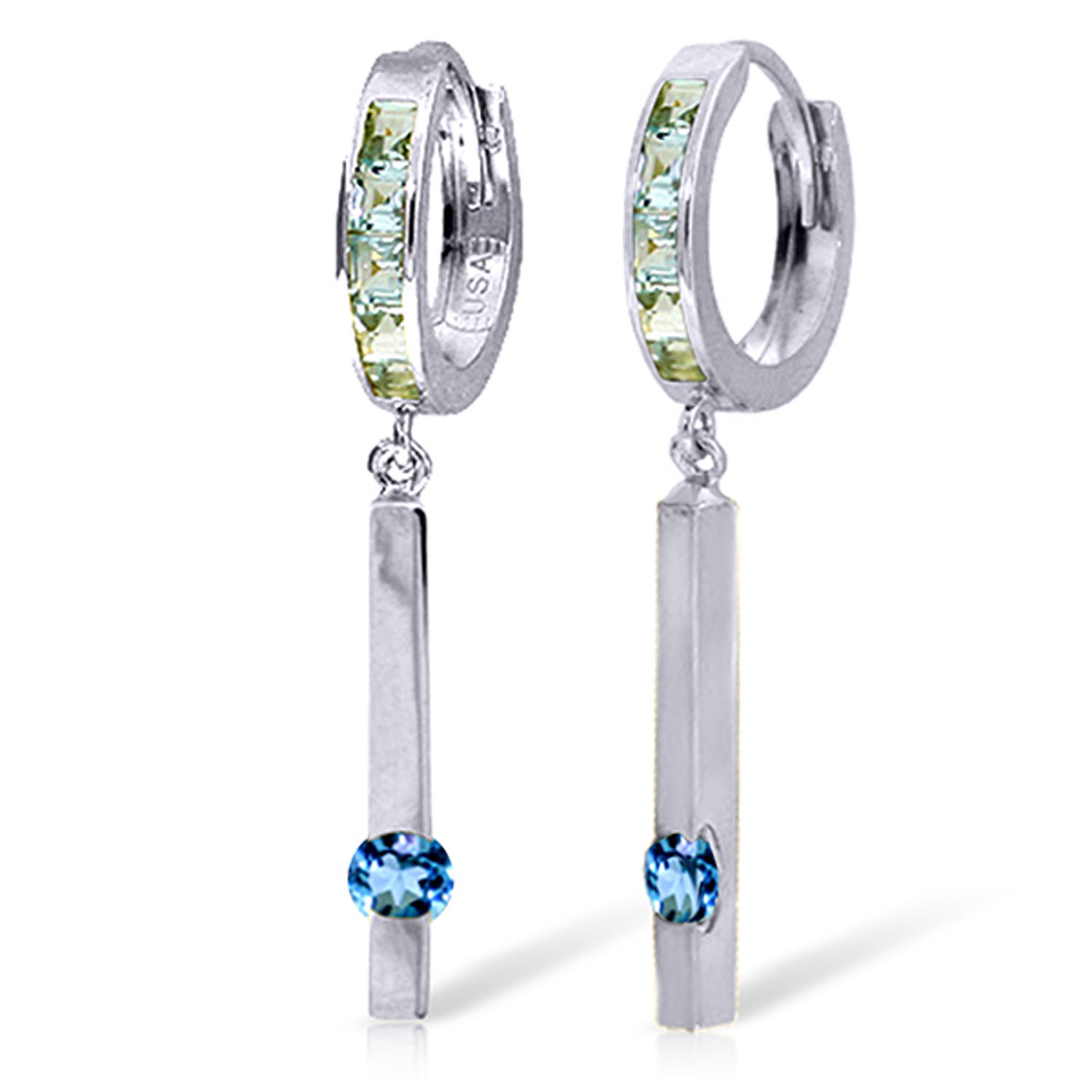 1.35 CTW 14K Solid White Gold That Smile Of Yours Blue Topaz Earrings