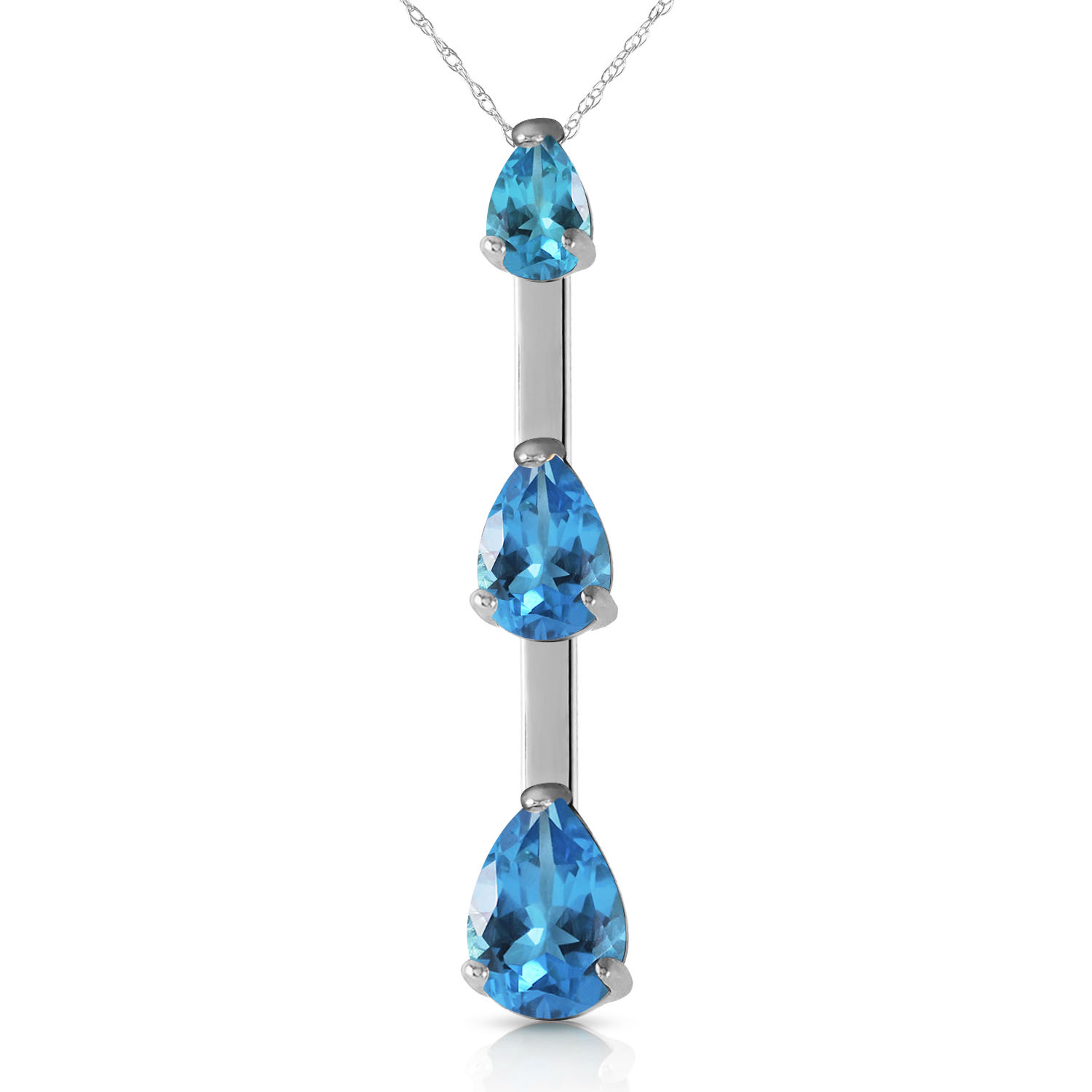 1.71 CTW 14K Solid White Gold Believe In Hope Blue Topaz Necklace