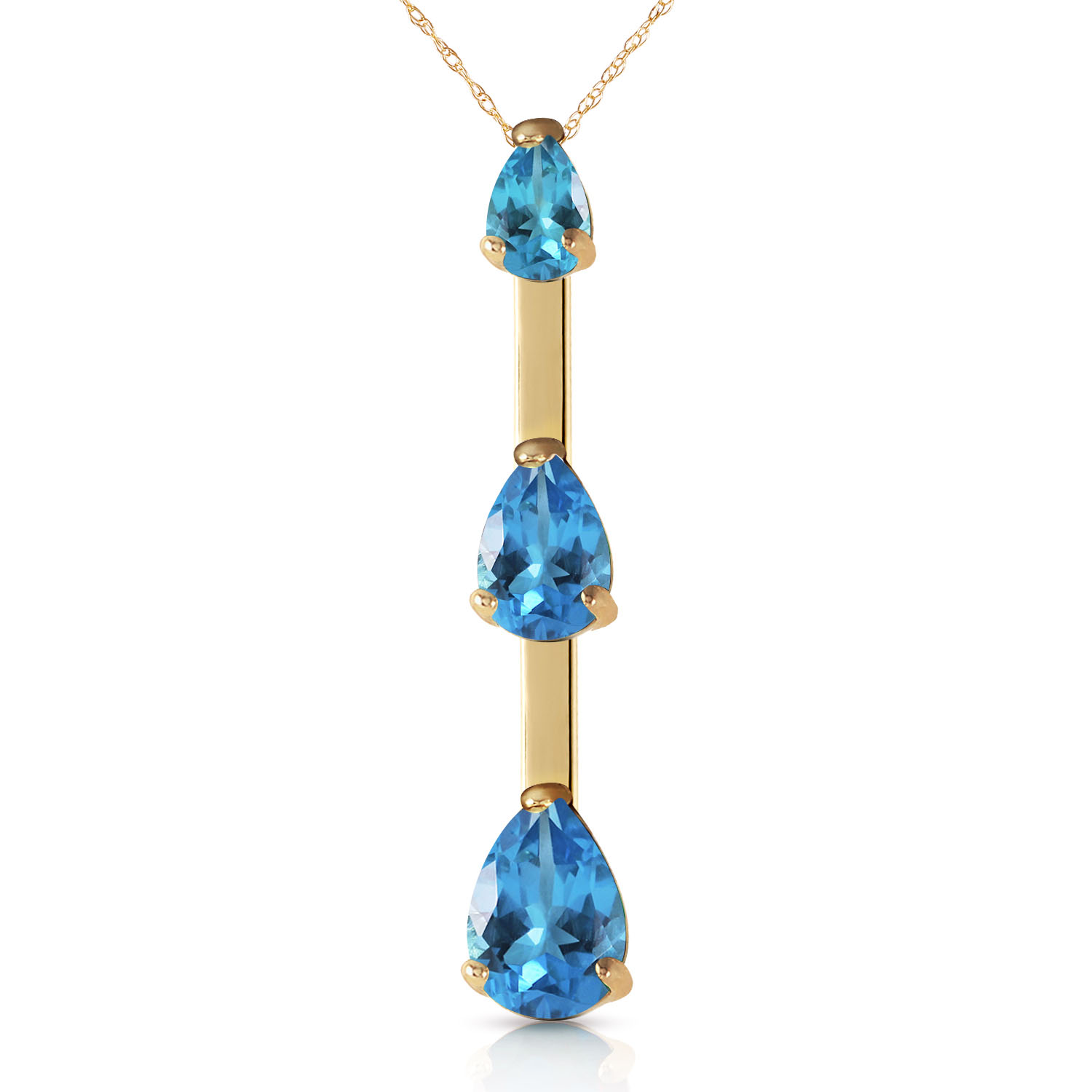 1.71 CTW 14K Solid Gold First Light Blue Topaz Necklace