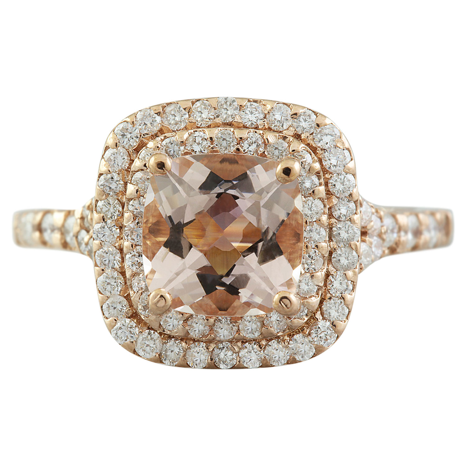 2.25 Carat Morganite 14K Rose Gold Diamond Ring