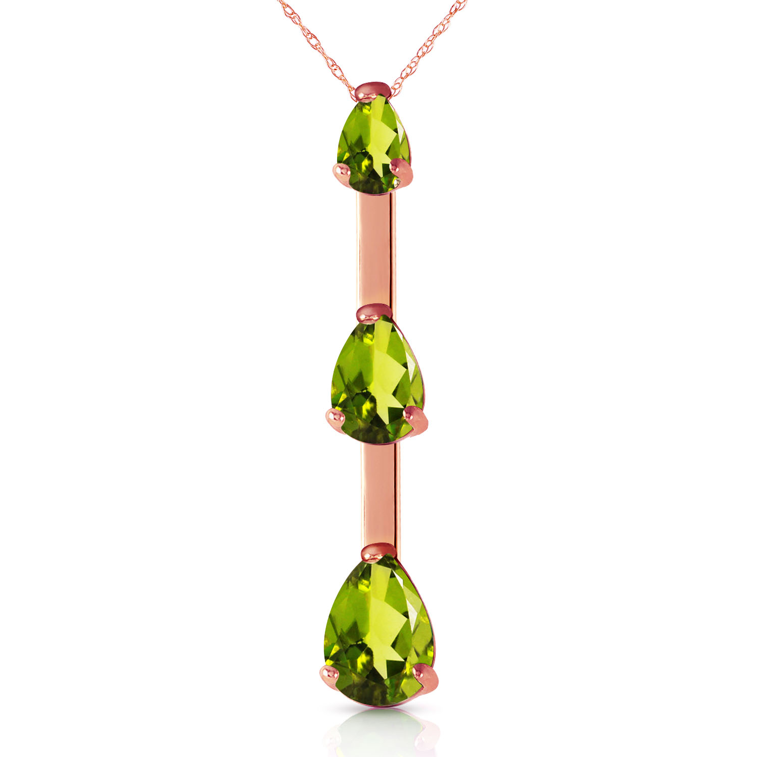 14K Solid Rose Gold Necklace with Natural Peridots