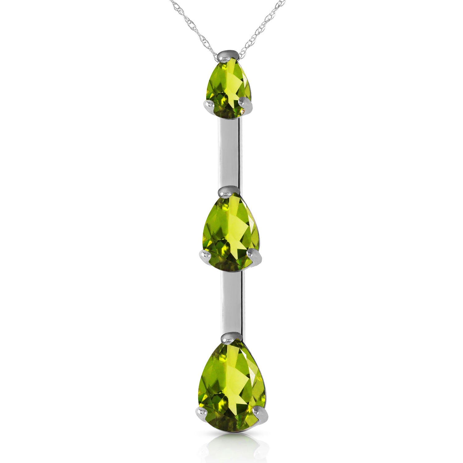 1.71 CTW 14K Solid White Gold Wild Iris Peridot Necklace