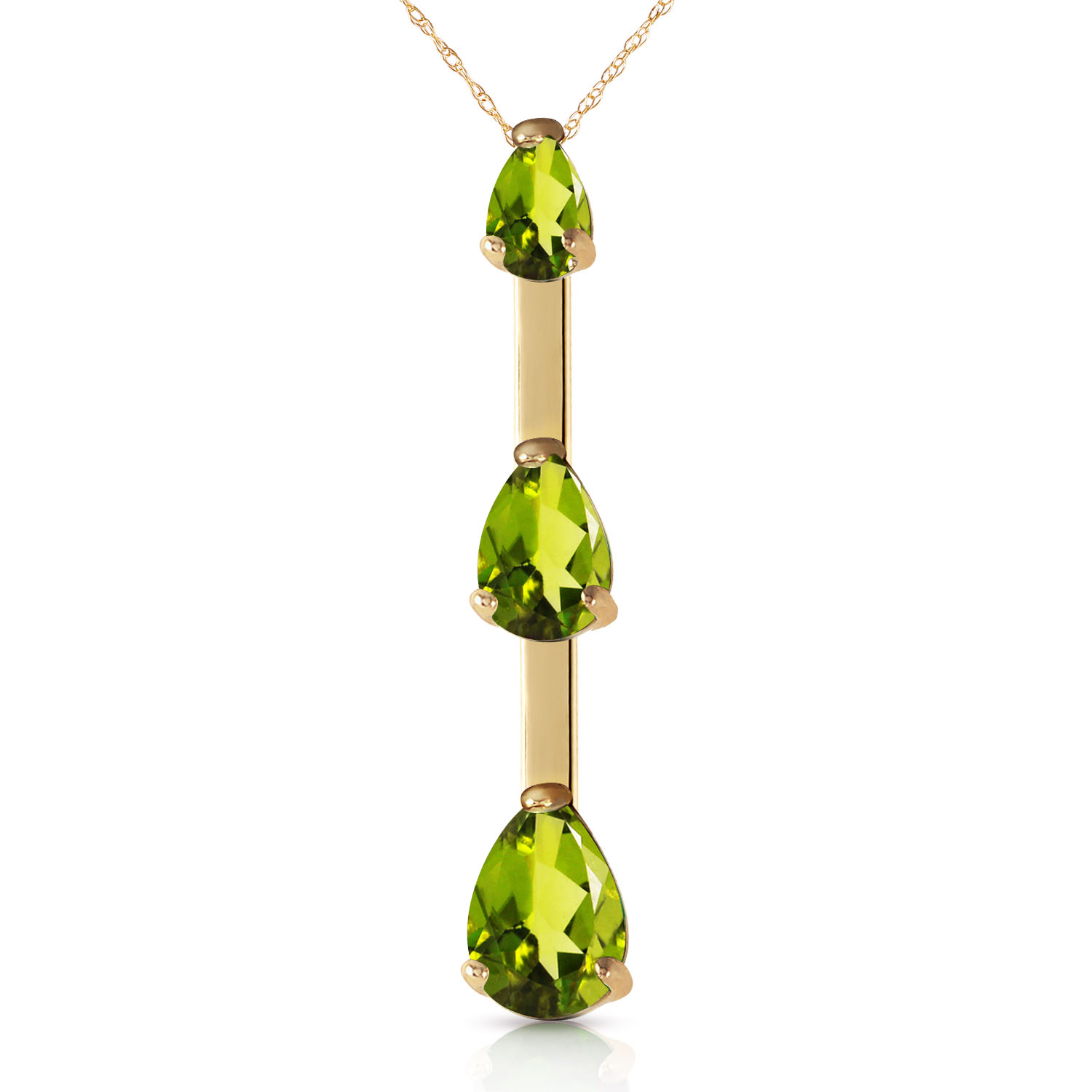 1.71 CTW 14K Solid Gold Earth's Answer Peridot Necklace