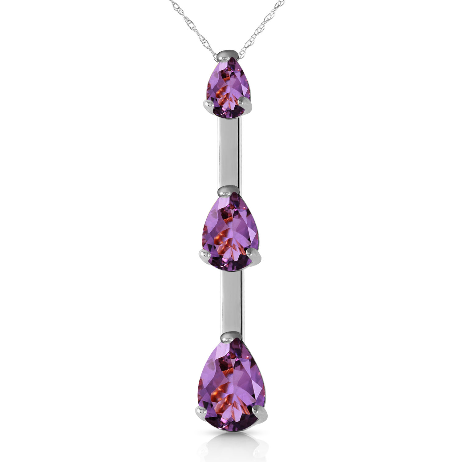 1.71 CTW 14K Solid White Gold Eager For Sensation Amethyst Necklace