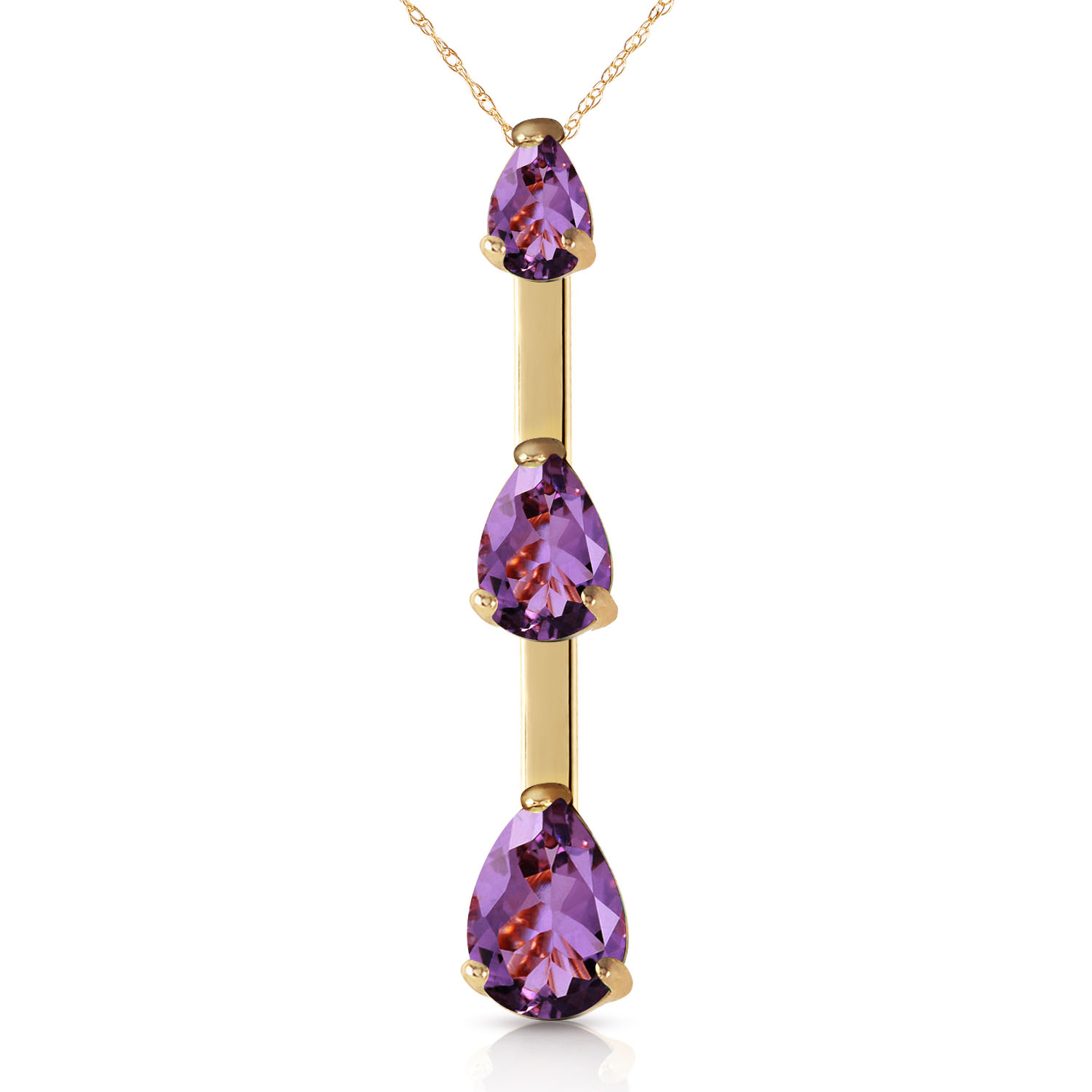 1.71 CTW 14K Solid Gold Never with out Amethyst Necklace