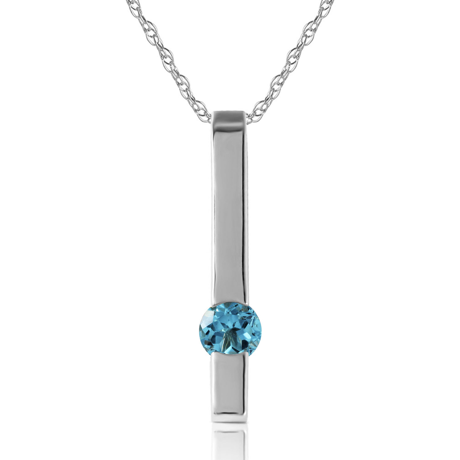 0.25 CTW 14K Solid White Gold Mysterious Ways Blue Topaz Necklace