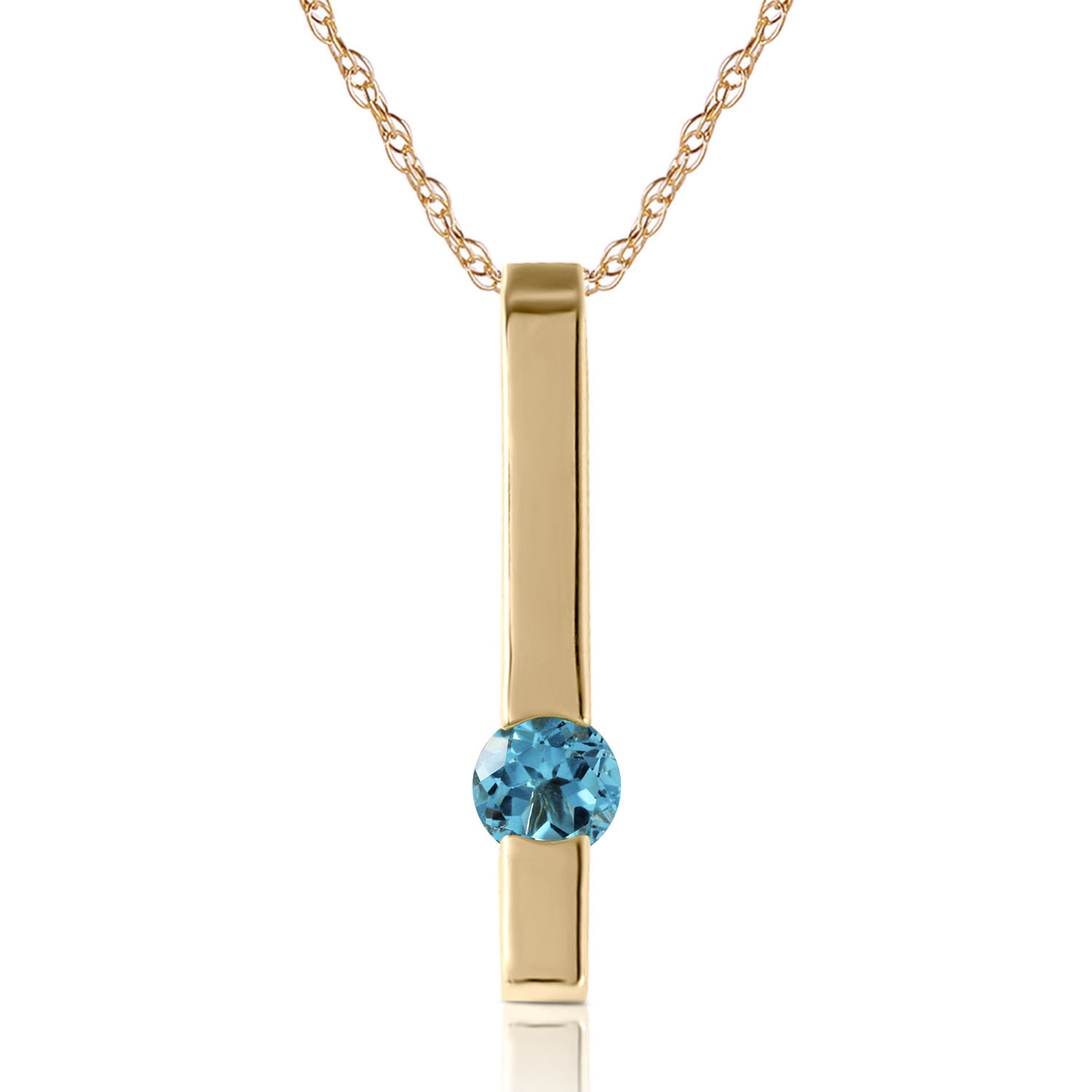 0.25 CTW 14K Solid Gold Look At Me Blue Topaz Necklace