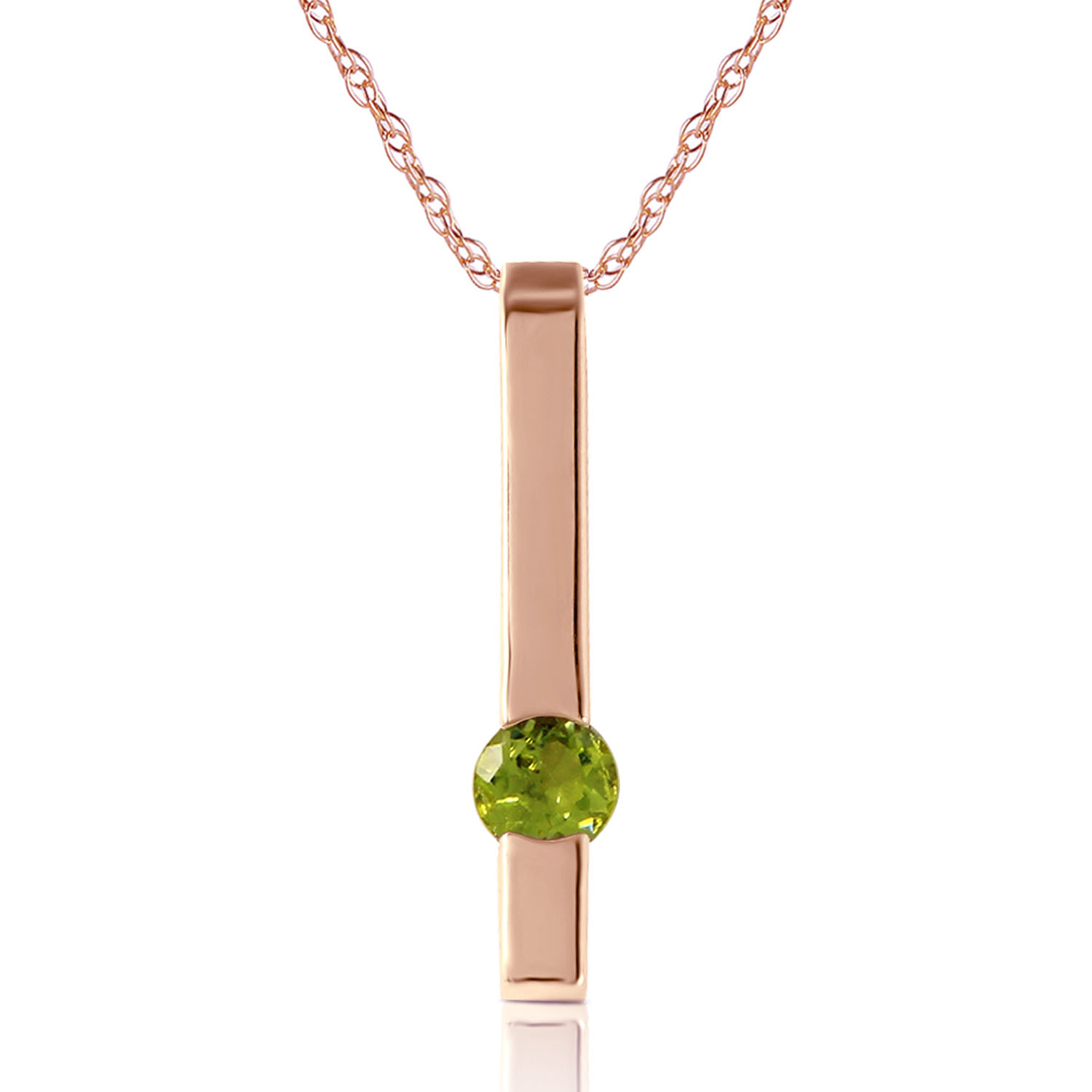 0.25 CTW 14K Solid Rose Gold Bar Peridot Necklace