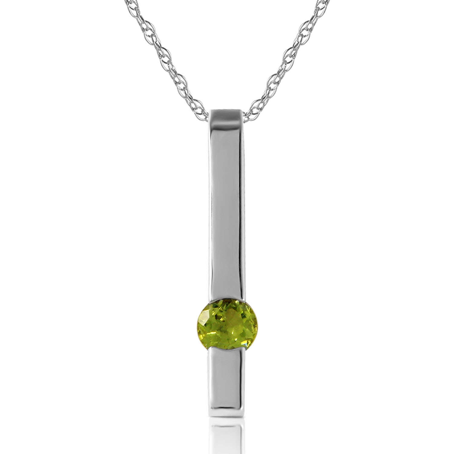 0.25 CTW 14K Solid White Gold Listen To Yourself Peridot Necklace