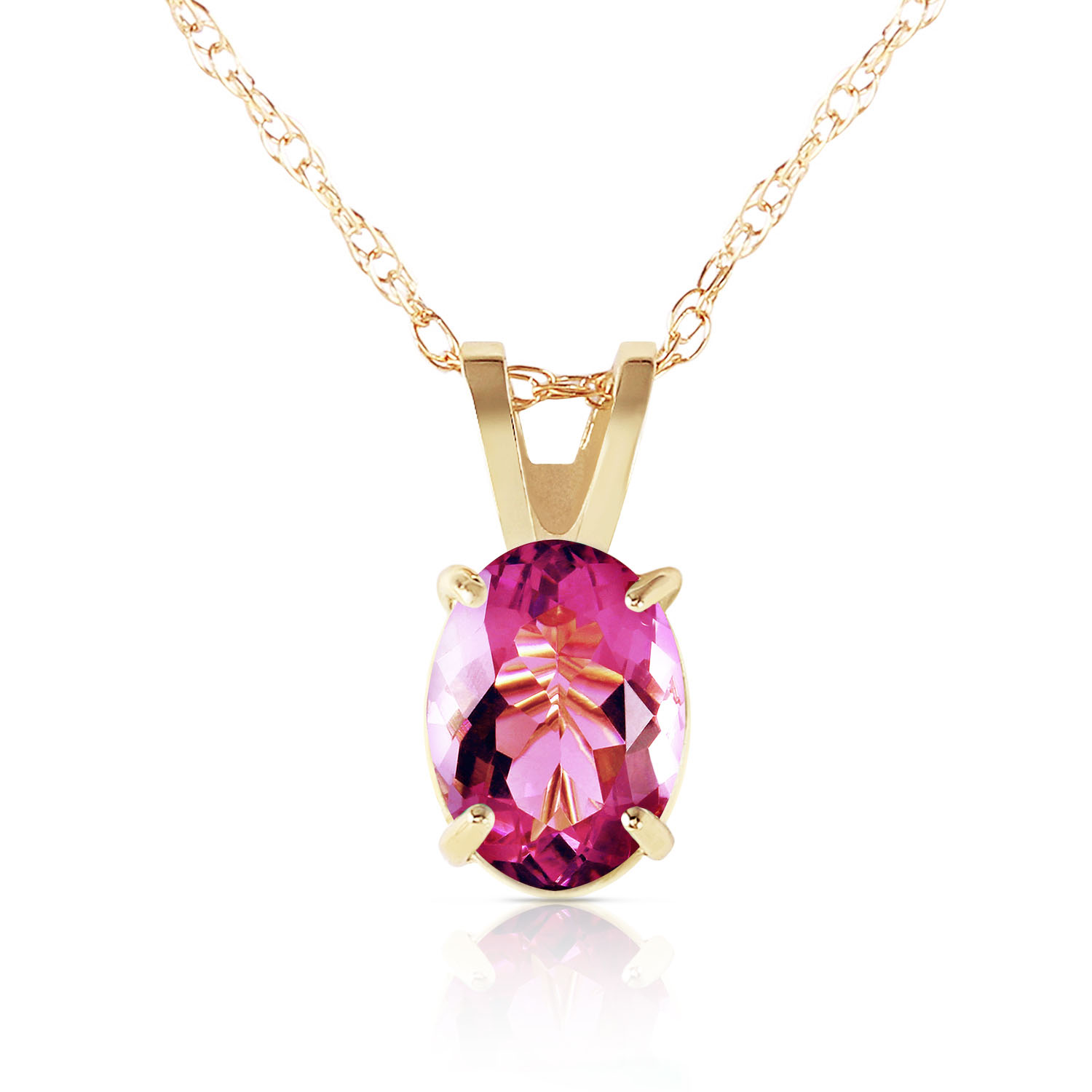 0.85 CTW 14K Solid Gold Heart Asks Mind Pink Topaz Necklace