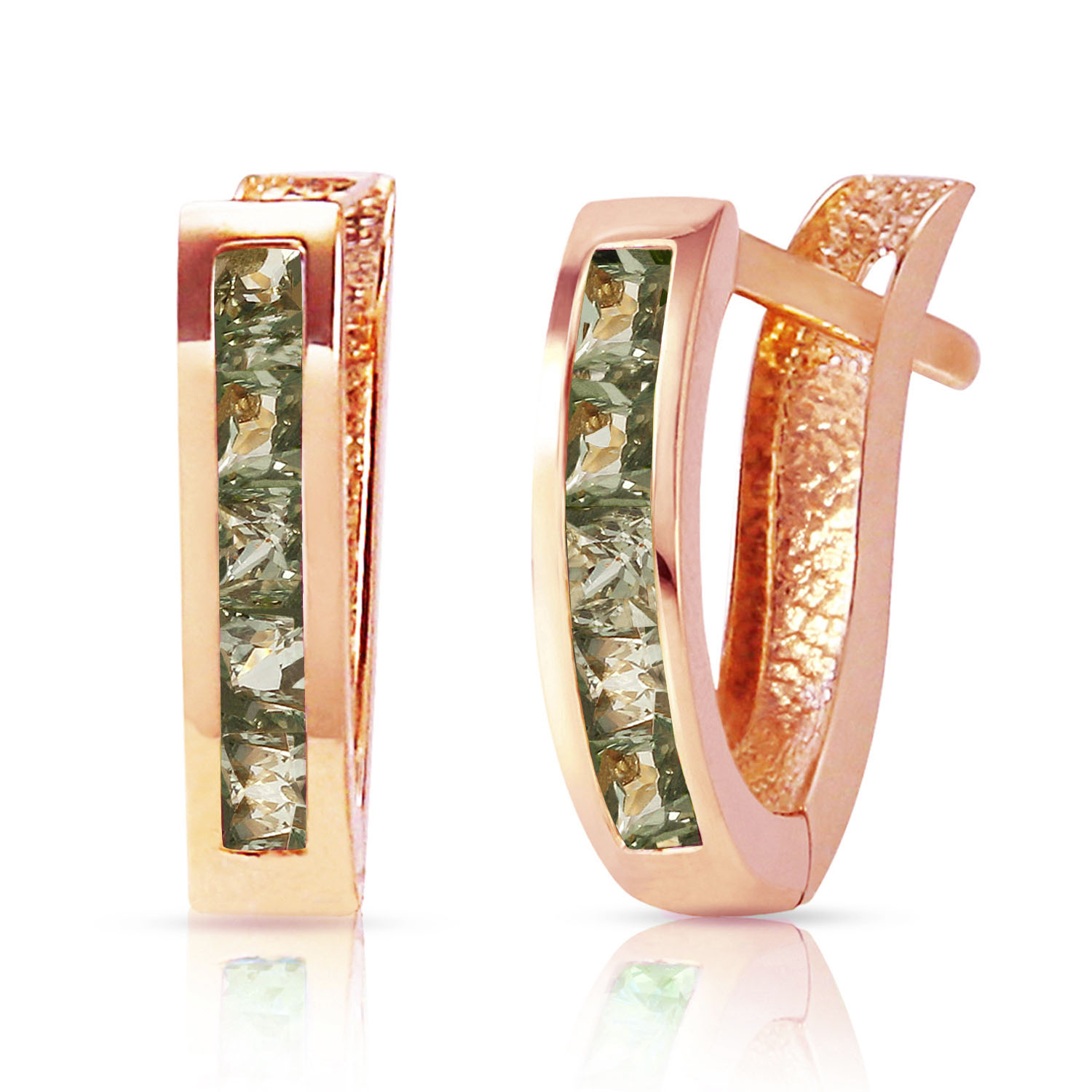 1.3 CTW 14K Solid Rose Gold Huggie Earrings Green Natural Sapphire