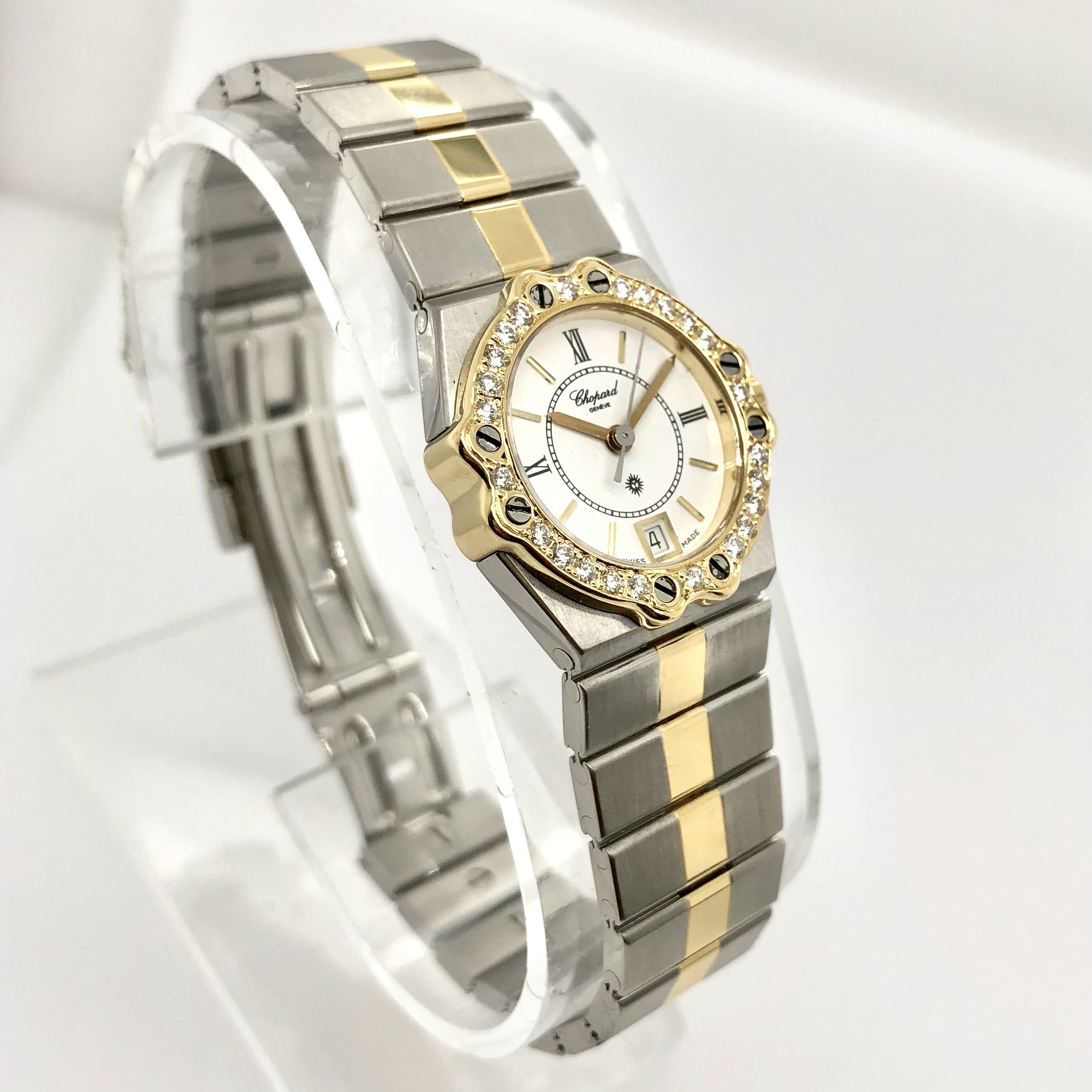 CHOPARD ST. MORITZ Quartz 24mm 18K Yellow Gold & Steel Watch 