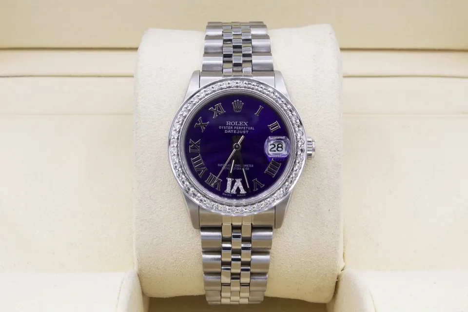 Rolex Datejust 31mm Custom 1ct Diamond Bezel & Custom Purple Dial Women's Watch