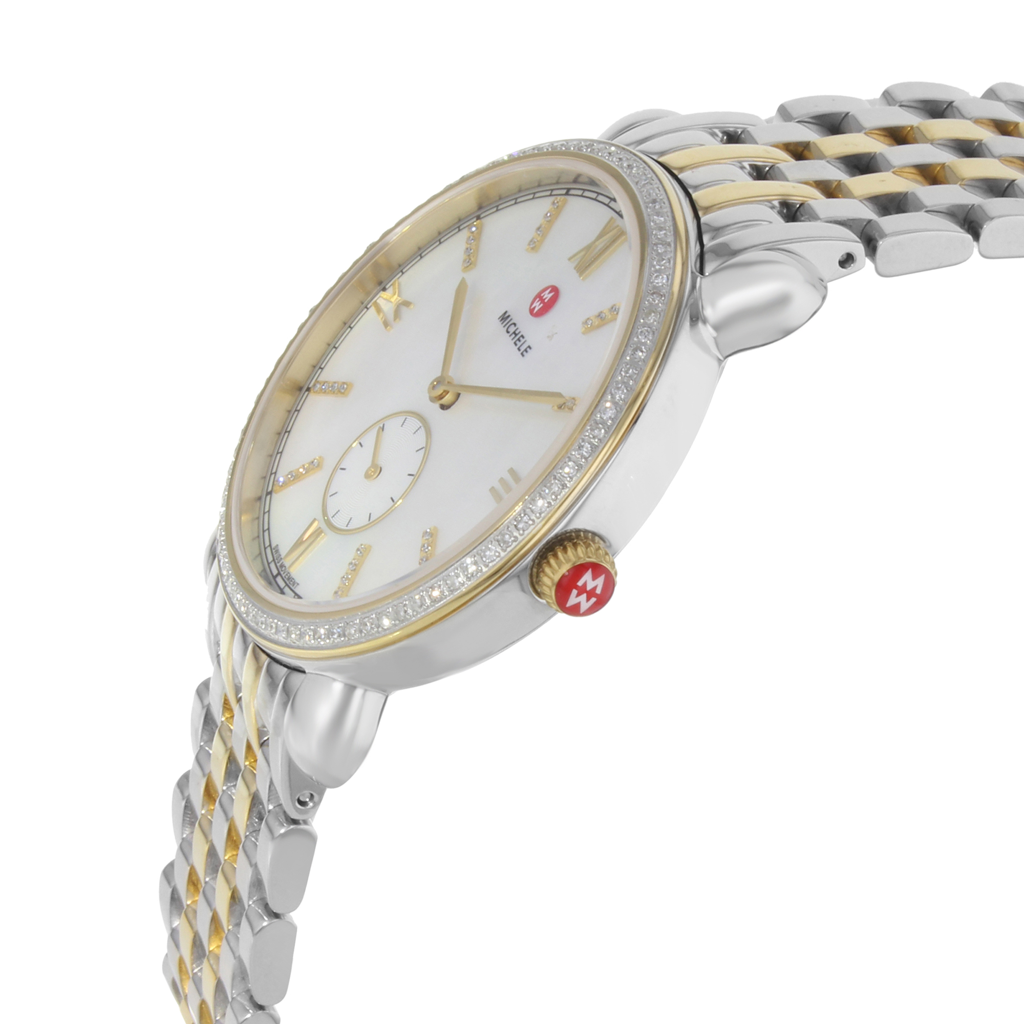 MICHELE GRACILE GOLD WATCH Michele Deco Madison Mid Gold Plated Steel and Diamond Watch  main image 3
