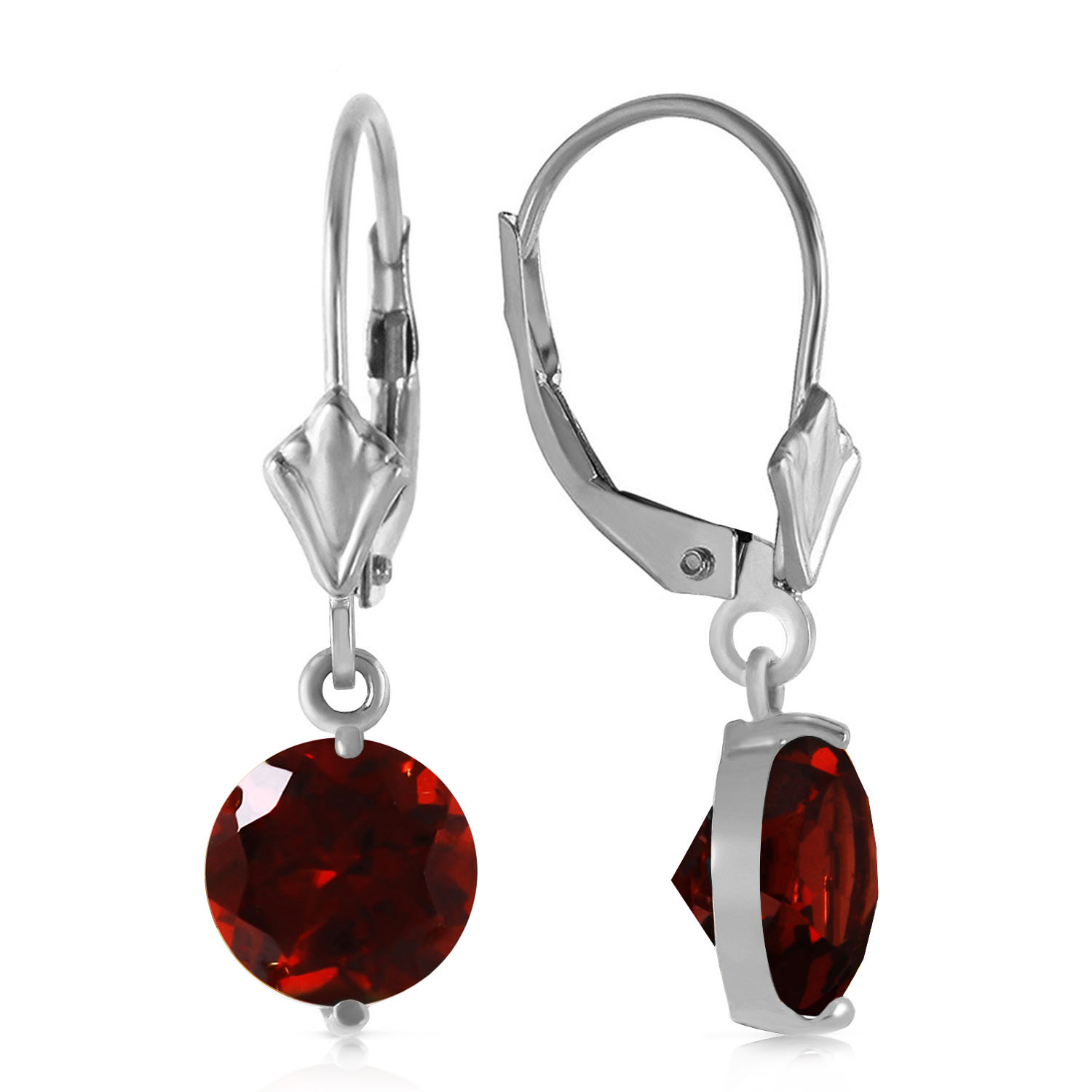 3.1 CTW 14K Solid White Gold Notwith standing Garnet Earrings