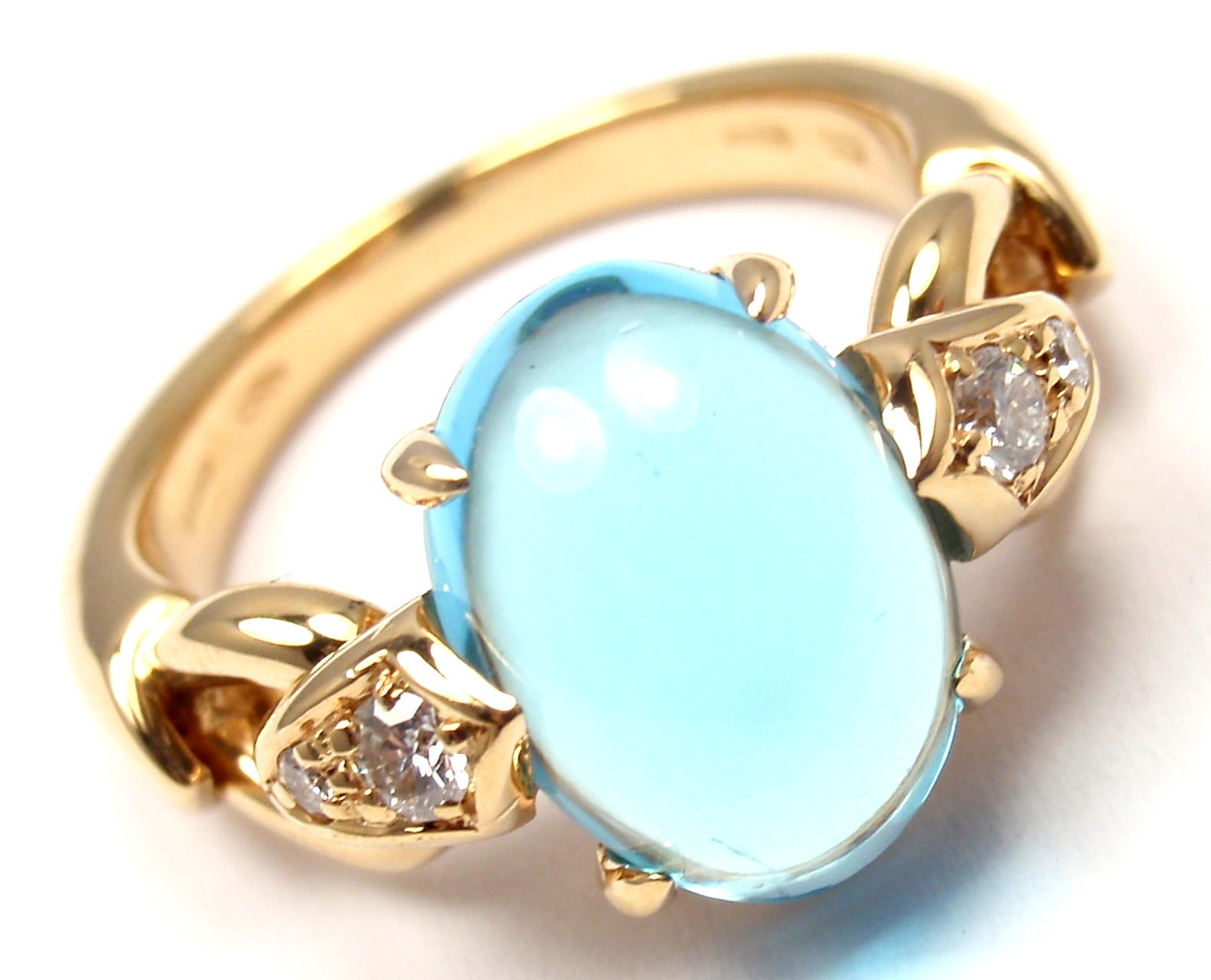 Bulgari Bvlgari 18k Yellow Gold Diamond Blue Topaz Ring