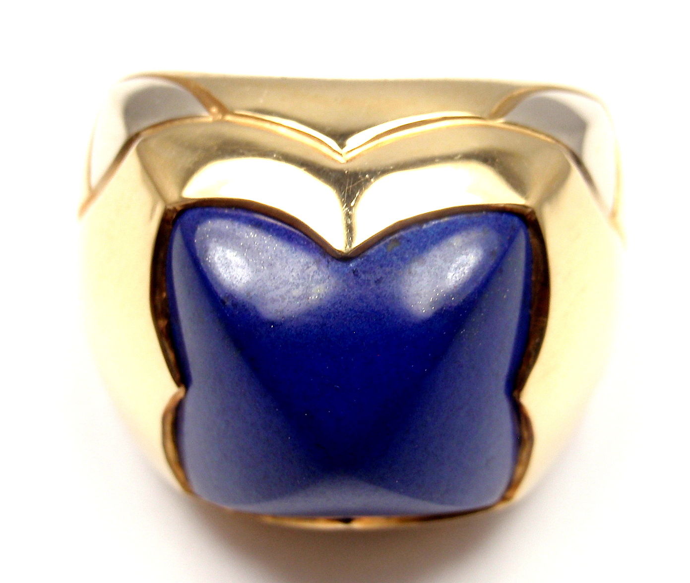 Bulgari Pyramid 18K Yellow Gold Lapis Lazuli Ring