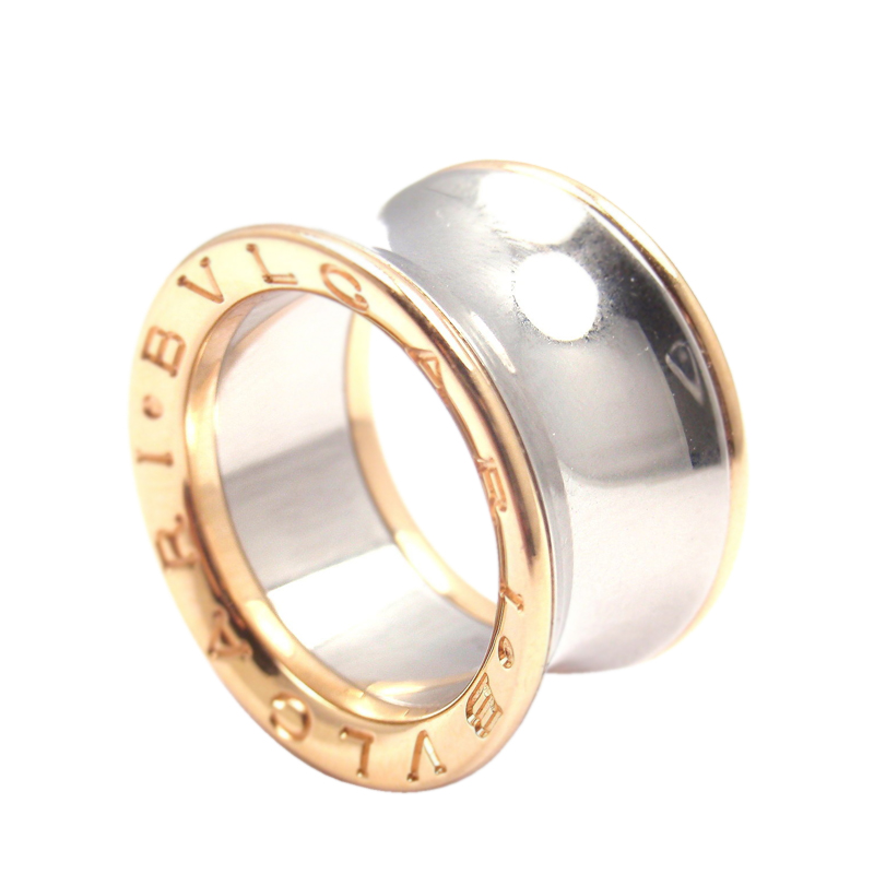 Bulgari 18K Yellow Gold  Stainless Steel B-Zero Band Ring 