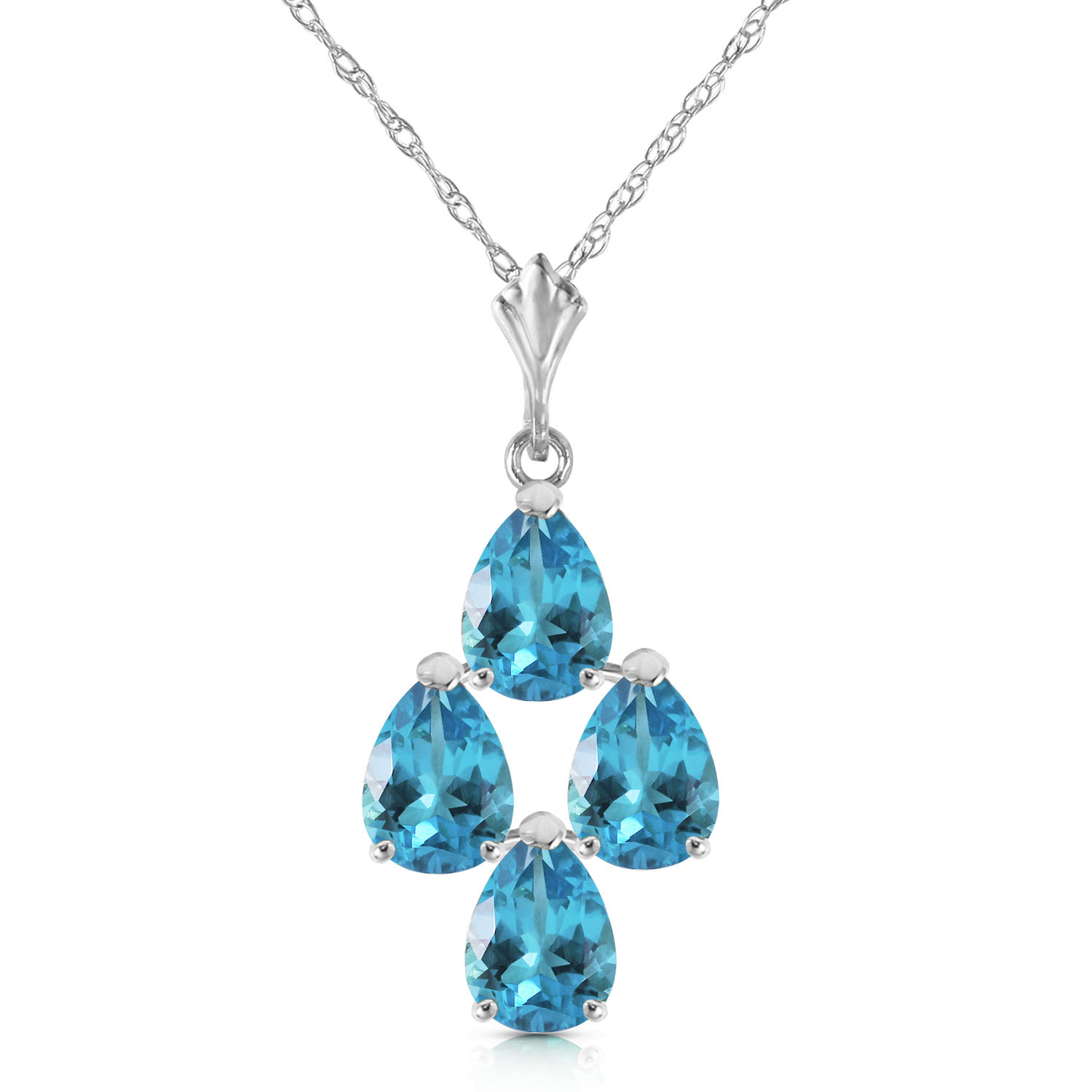 1.5 CTW 14K Solid White Gold Good Beginnings Blue Topaz Necklace
