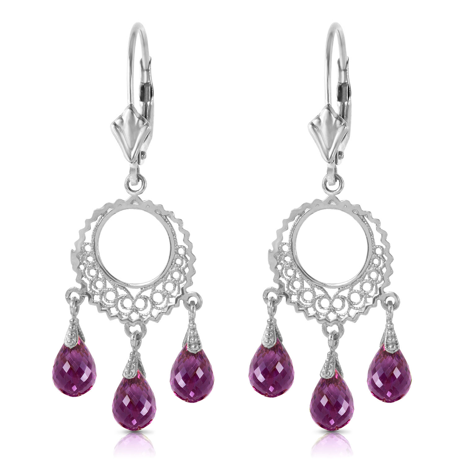 3.75 CTW 14K Solid White Gold Purposeful Encounters Amethyst Earrings