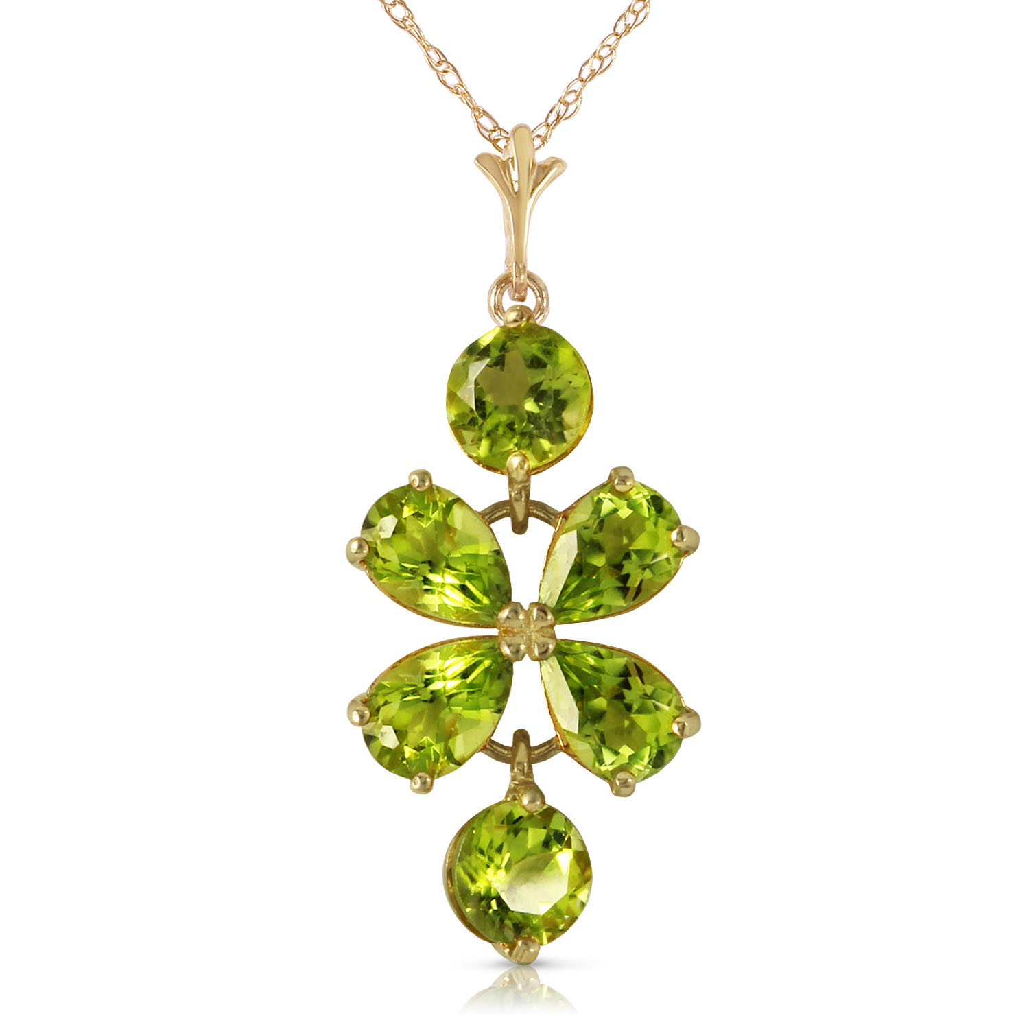 3.15 CTW 14K Solid Gold Lines Read In Spring Peridot Necklace