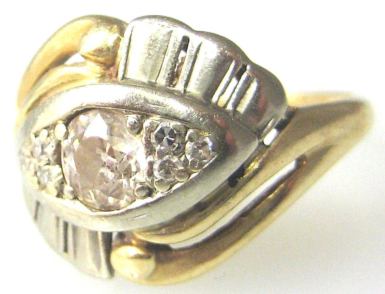 14K MULTI TONE GOLD DIAMOND LADIES RING SIZE 7