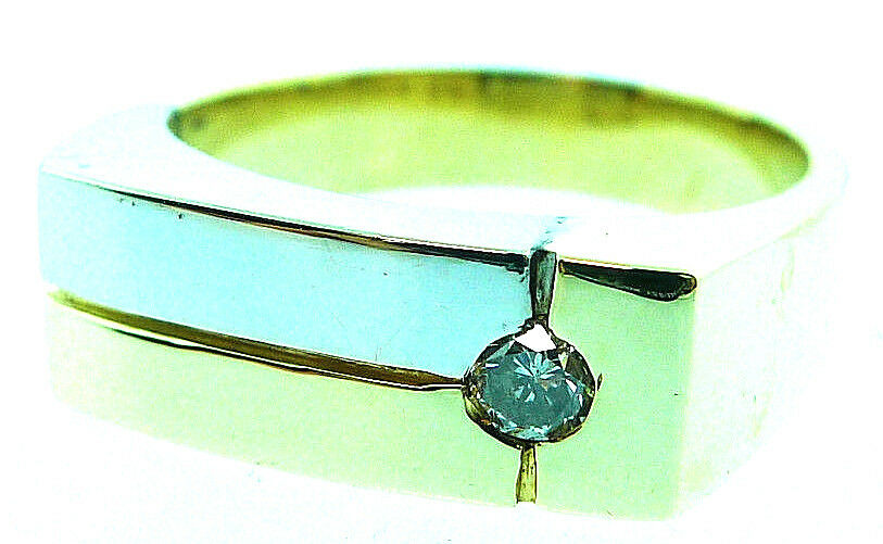 14k Yellow White Gold Diamond Men's Ring Size 9