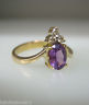 14K YELLOW GOLD LADIES AMETHYST DIAMOND RING SIZE 6.75