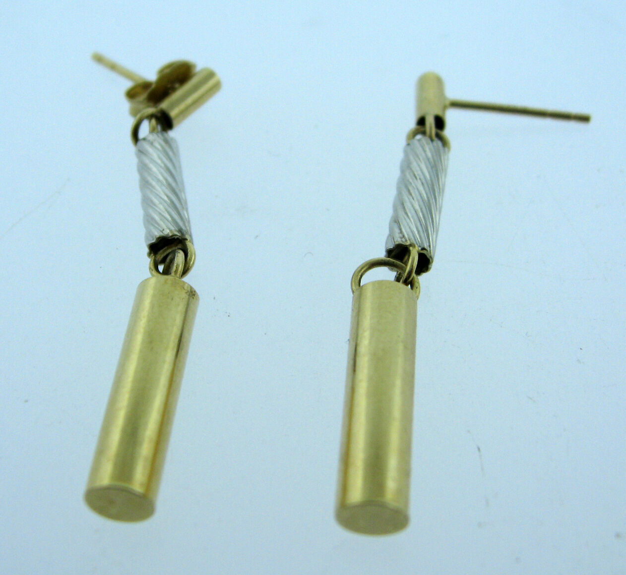 FINE ESTATE 14K MULTI TONE GOLD DROP EARRINGS