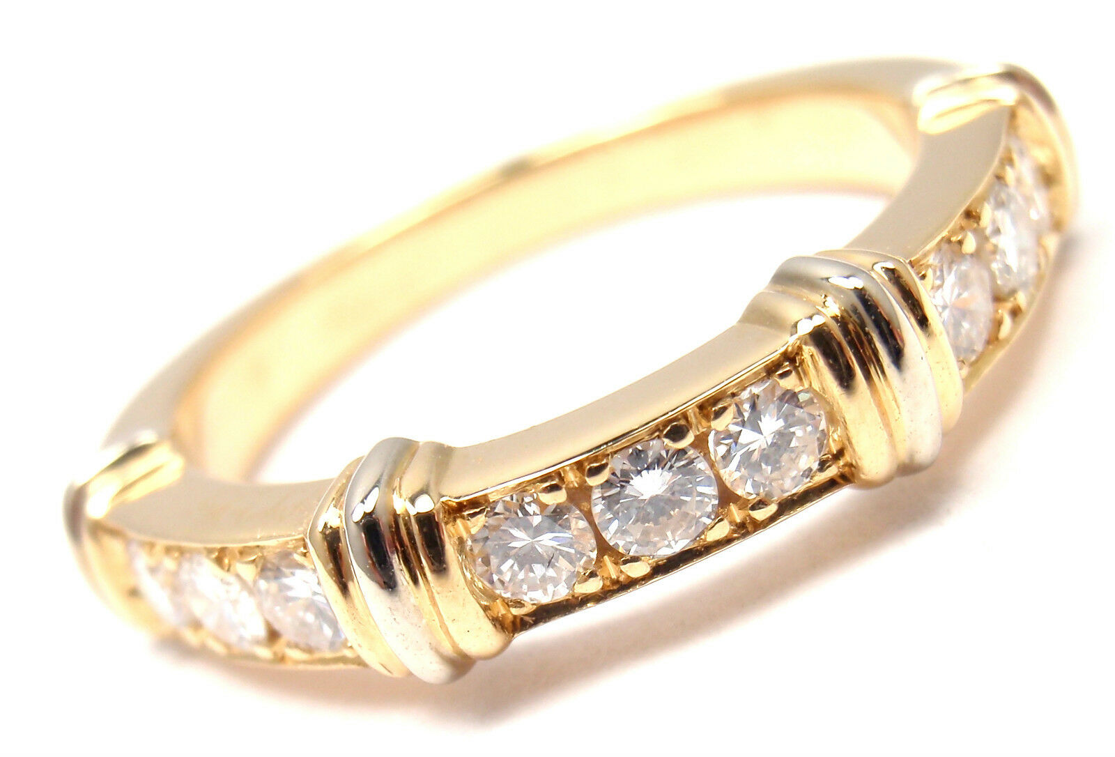 AUTHENTIC! CARTIER 18K YELLOW GOLD DIAMOND BAND RING, SIZE 48 US 5