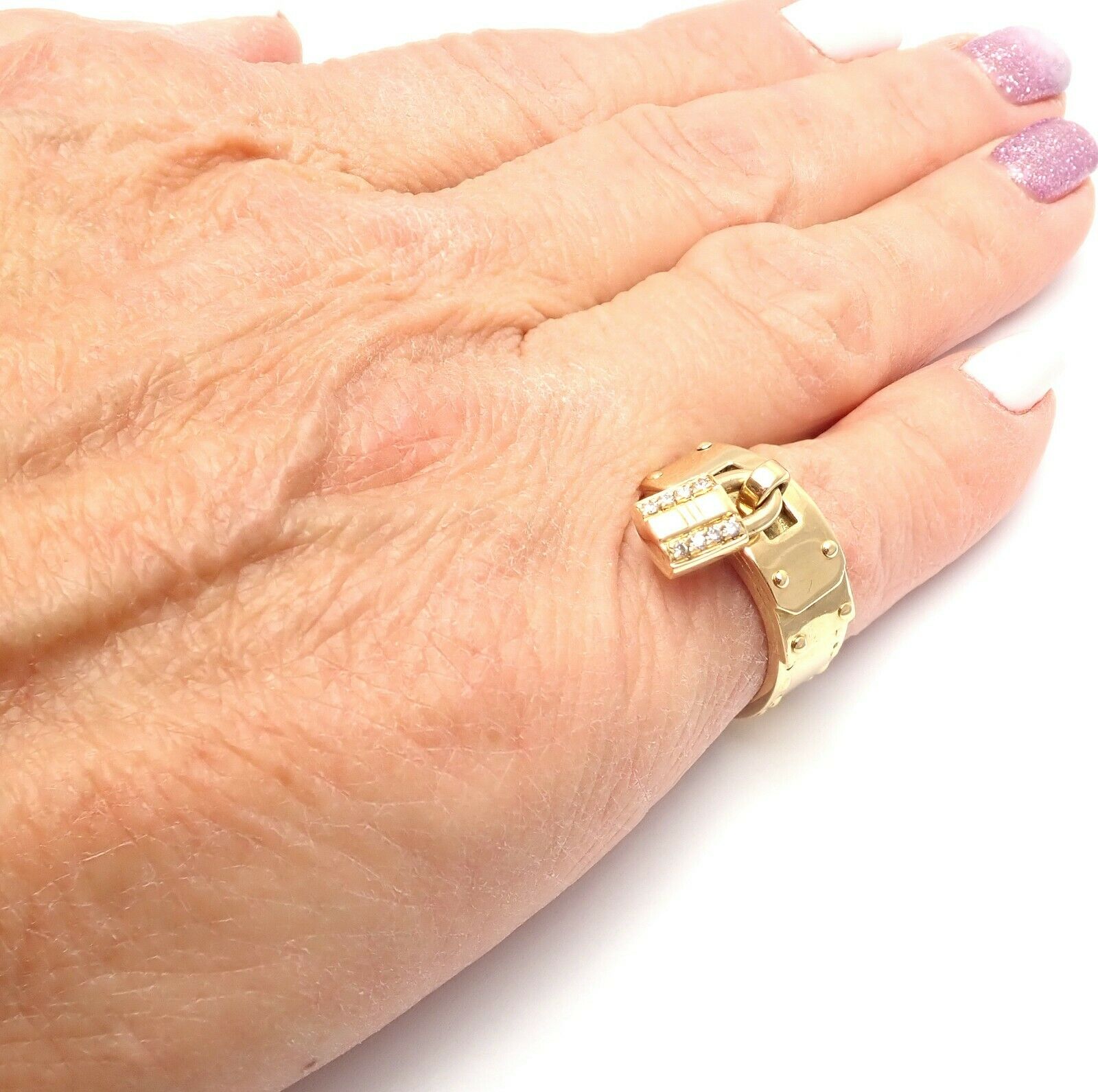 Rare! Authentic Hermes 18k Yellow Gold Diamond 