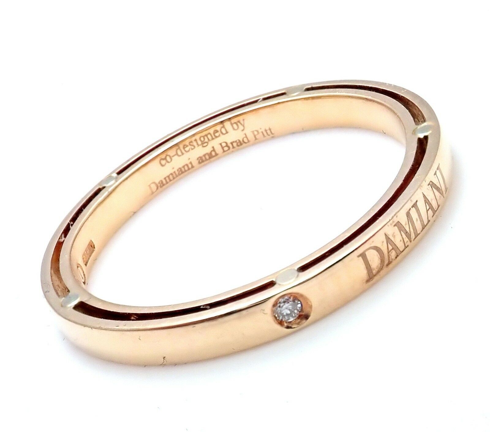Damiani Brad Pitt 18k Yellow Gold Diamond 3mm Band Ring Sz 10
