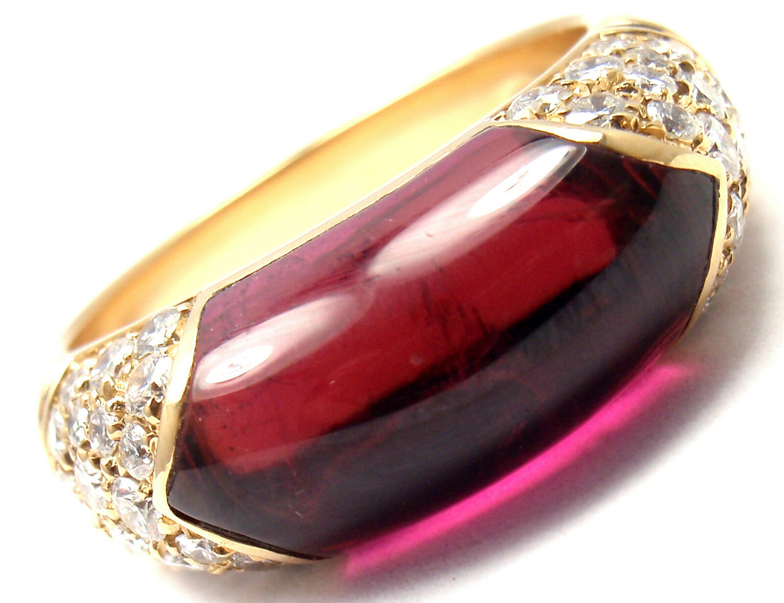Bulgari Bvlgari 18k Yellow Gold Diamond Pink Tourmaline Ring