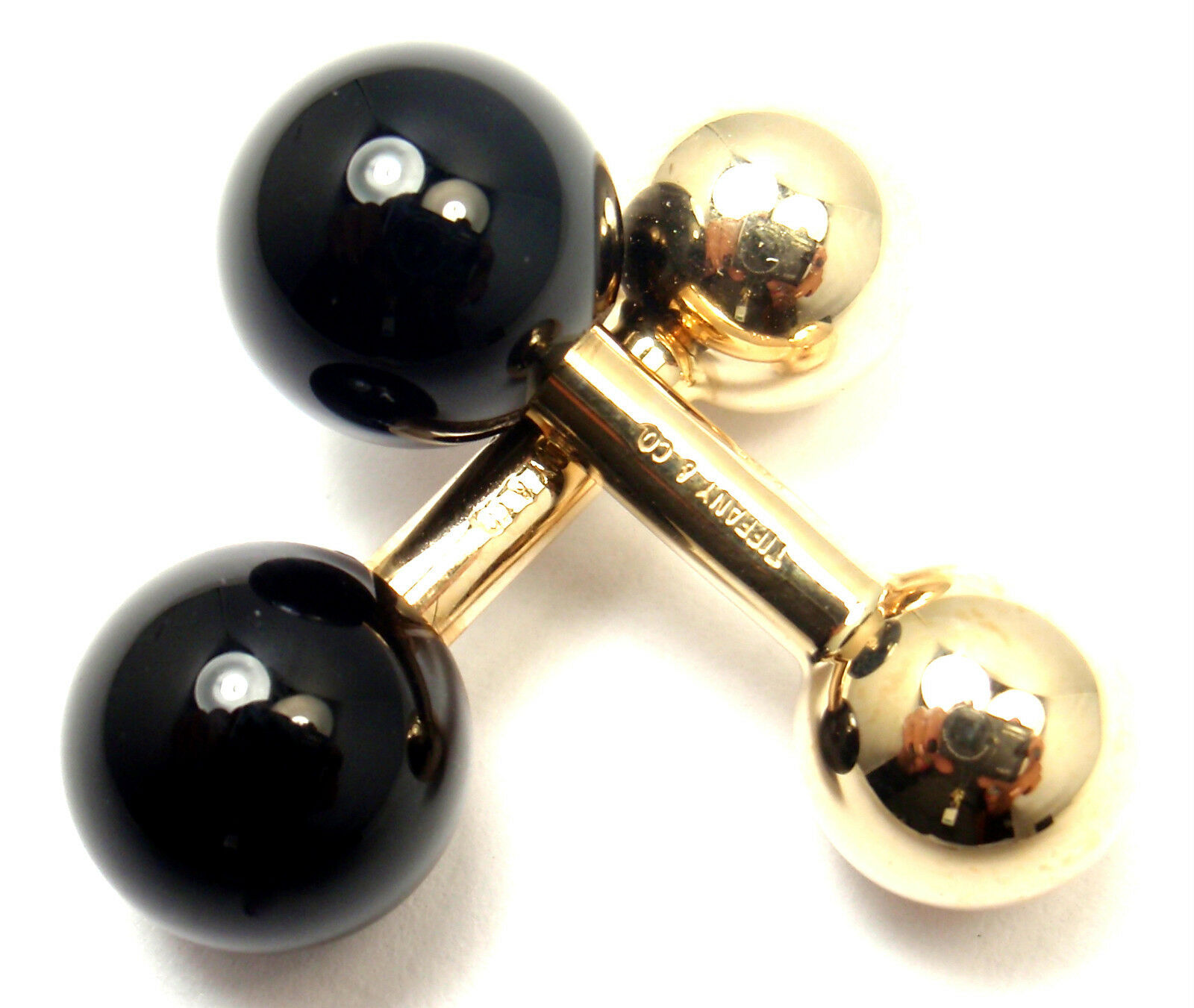 Tiffany & Co. カフリンクス 14K オニキス Authentic! Vintage Tiffany & Co 14k Yellow Gold Black Onyx