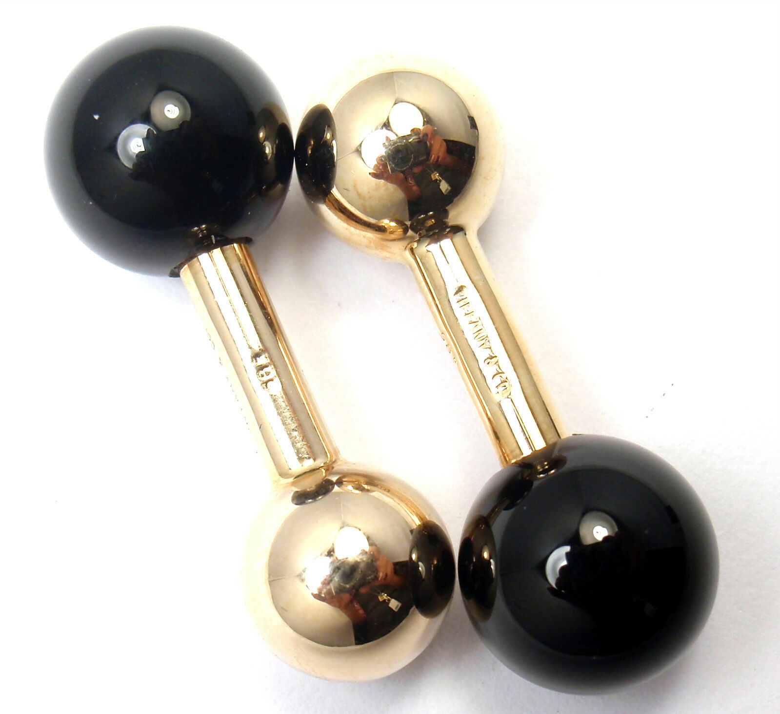 Vintage Tiffany  Co 14k Yellow Gold Black Onyx Cufflinks