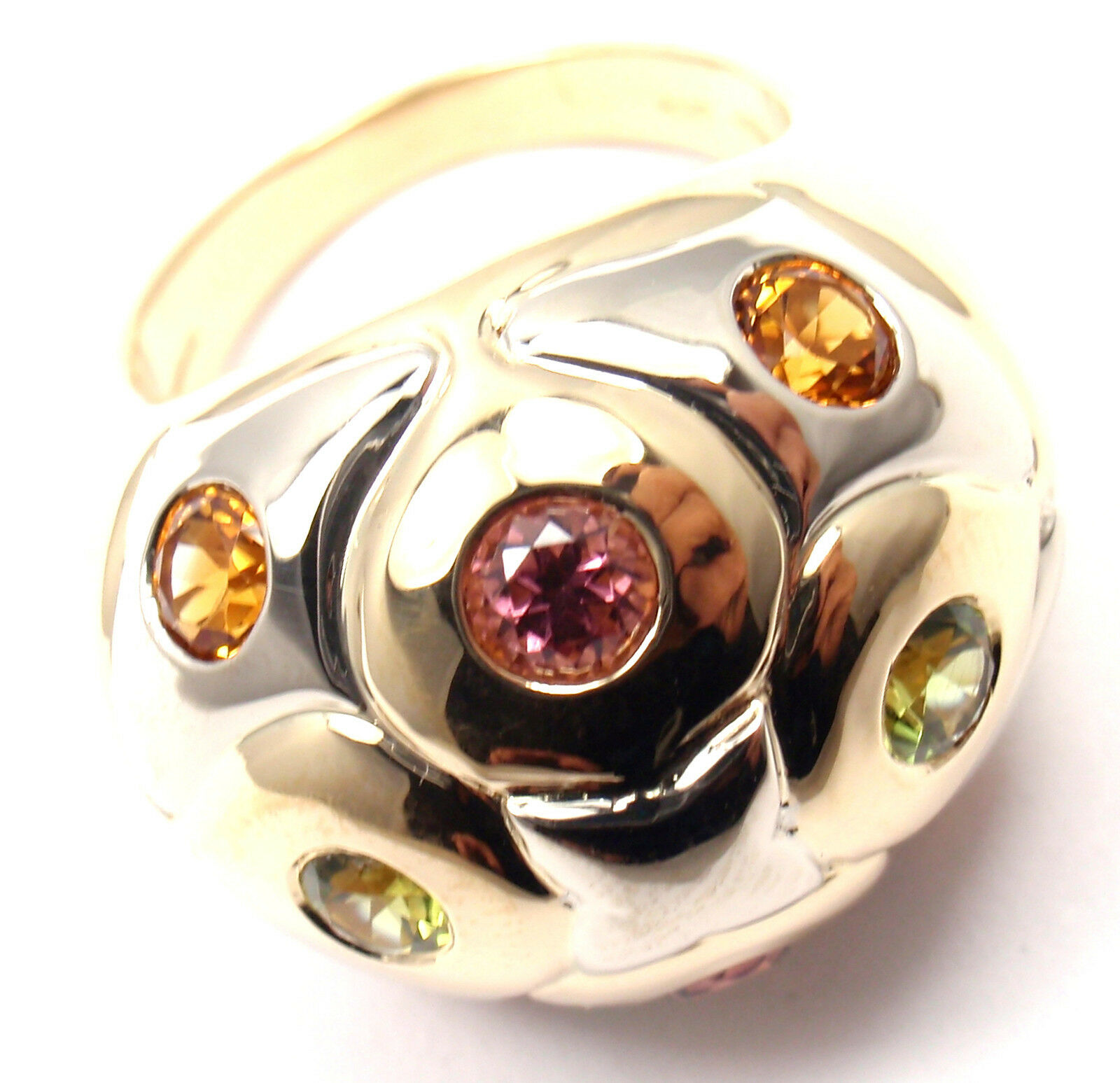 Bvlgari Bulgari 18k Yellow White Gold Peridot Citrine Tourmaline Ring