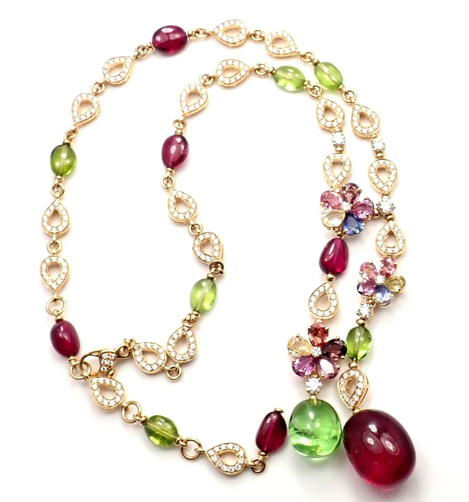 Bvlgari Bulgari Sapphire Flower Diamond Rubellite Peridot Necklace