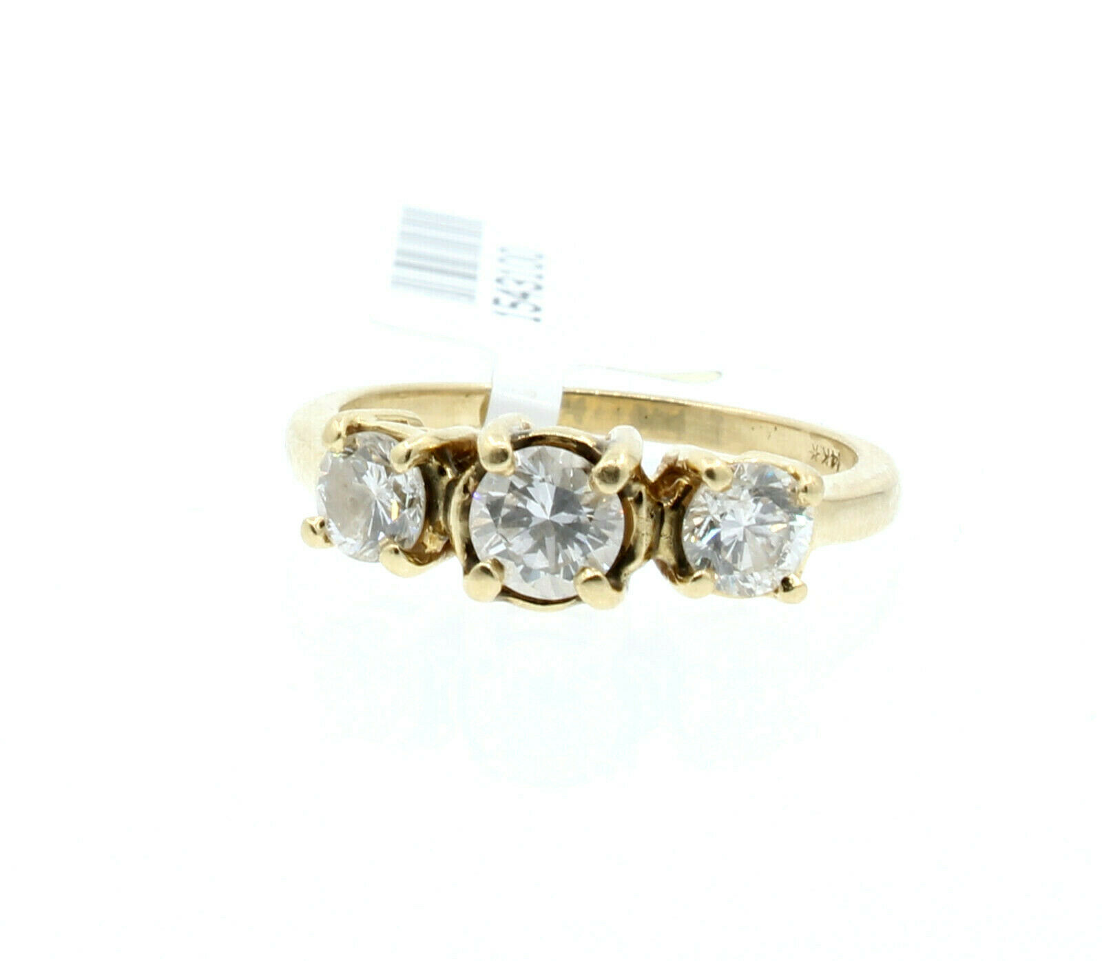 14K YELLOW GOLD .90ct 3 DIAMONDS LADIES RING SIZE 6.25