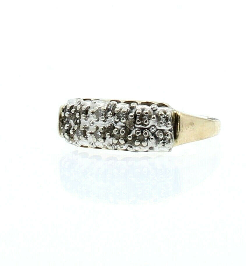 10k Yellow gold Double Row Diamond Ladies Ring Band Size 6